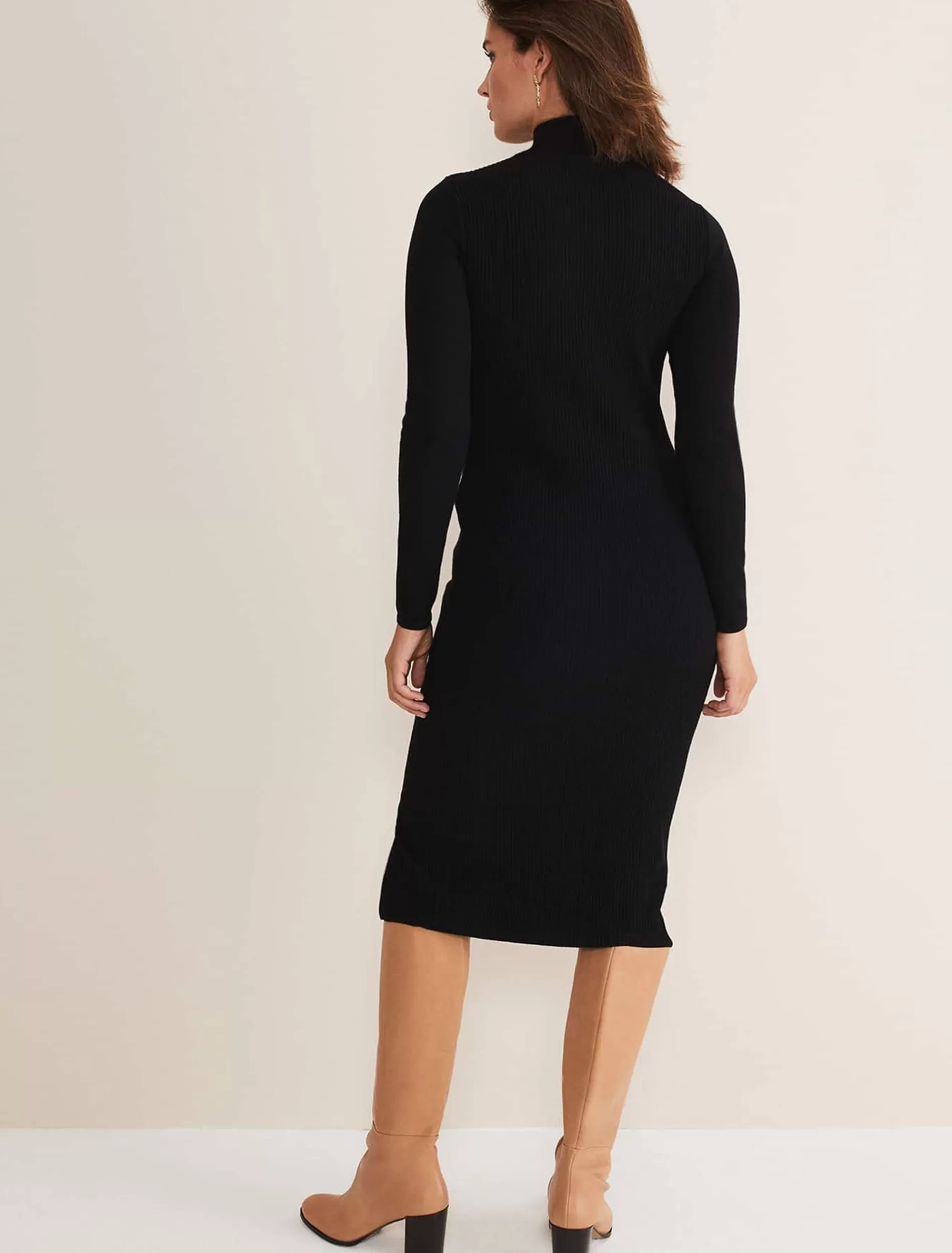 Phase Eight Milla Maxi Longline Zip Knit Dress Black Fashion