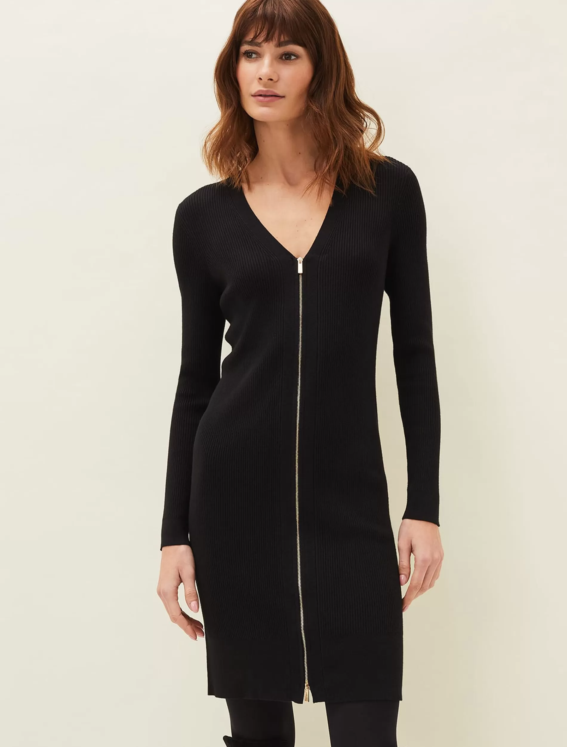 Phase Eight Milla Multiway Zip Ribbed Tunic Dress Black Hot