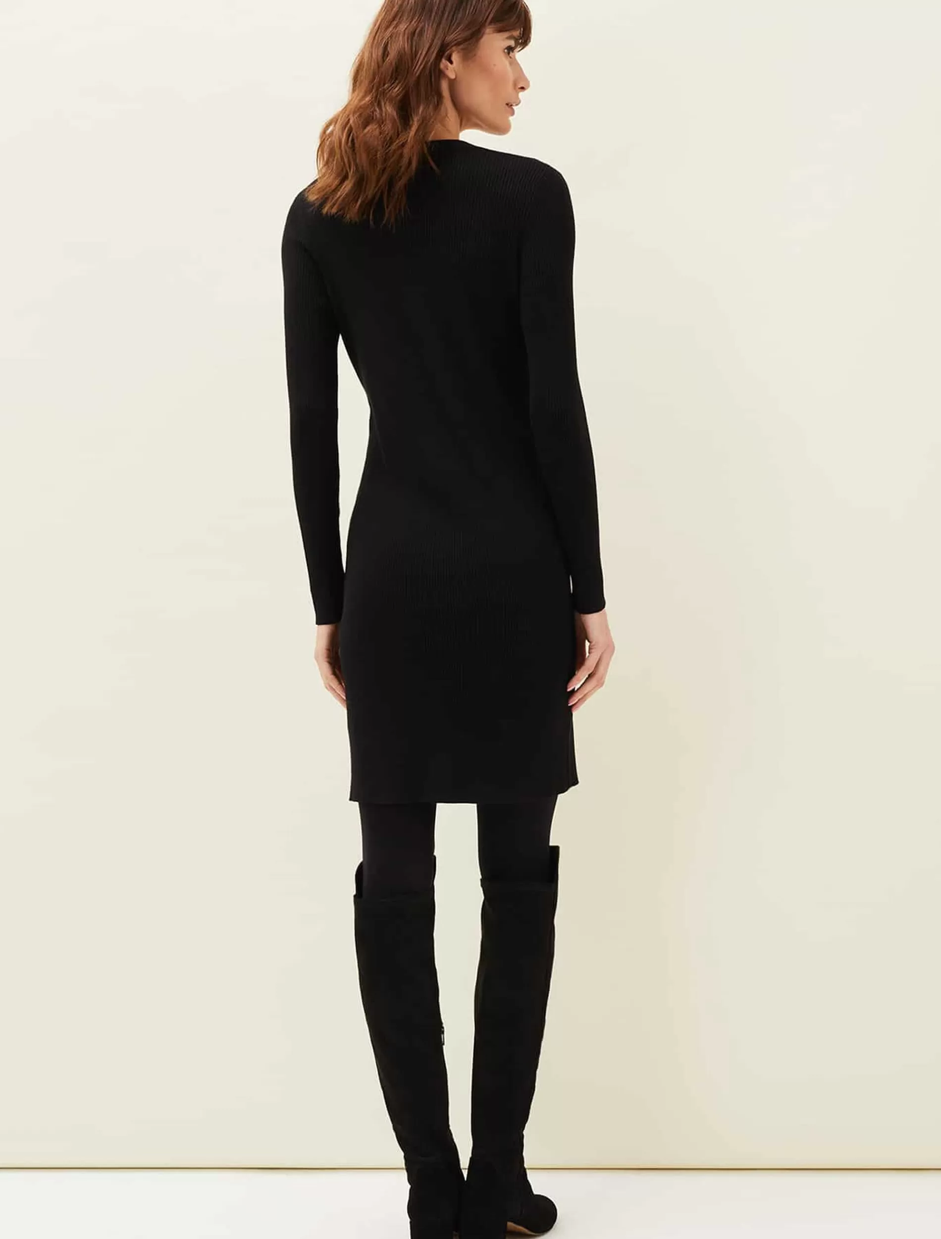 Phase Eight Milla Multiway Zip Ribbed Tunic Dress Black Hot