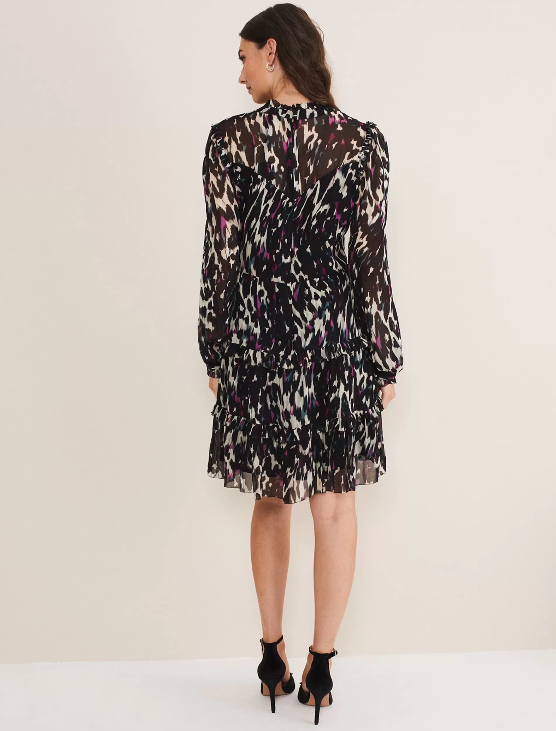 Phase Eight Millicent Print Tiered Dress Multi-Coloured Shop