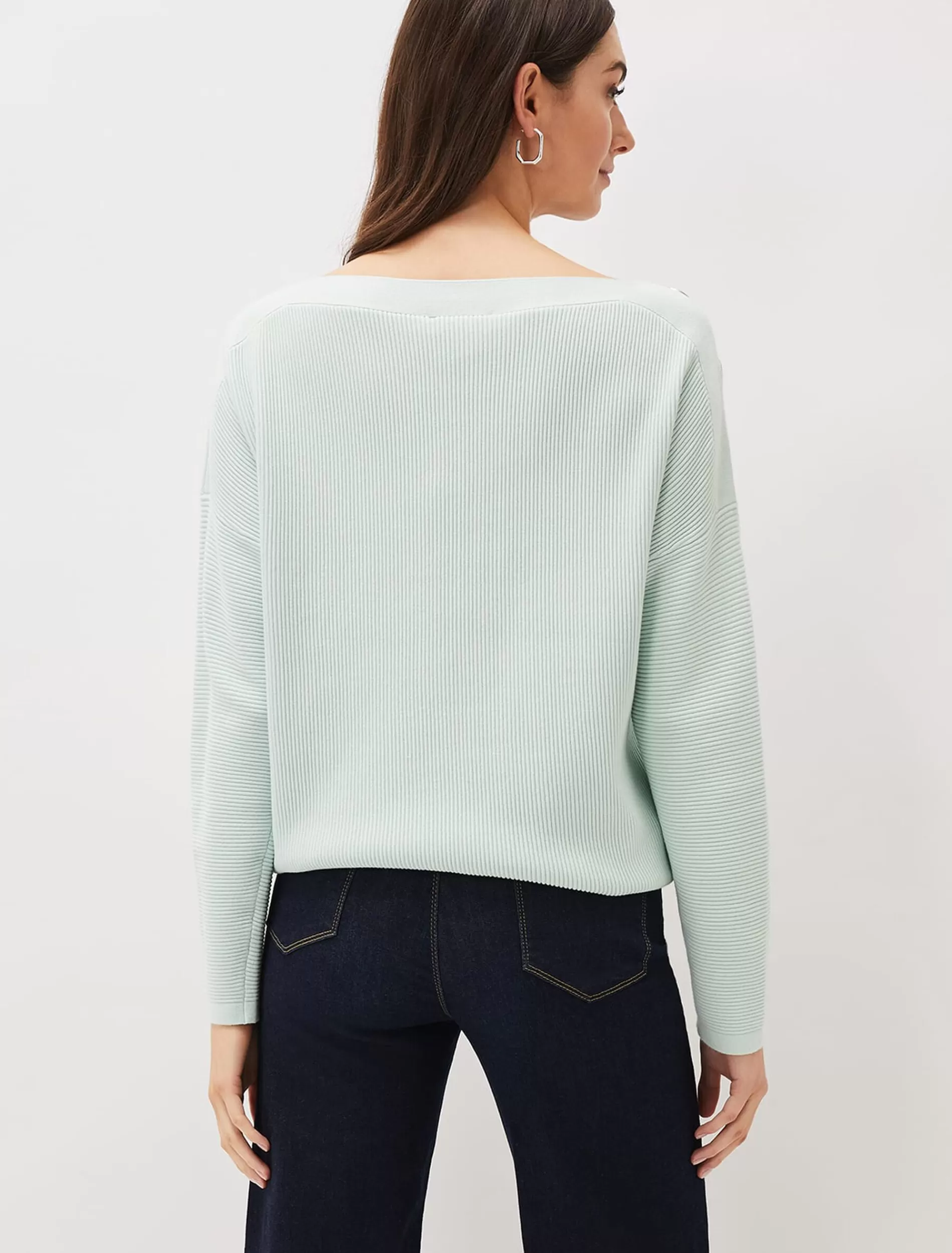 Phase Eight Mimi Eyelet Detail Ribbed Knit Jumper Mint Shop