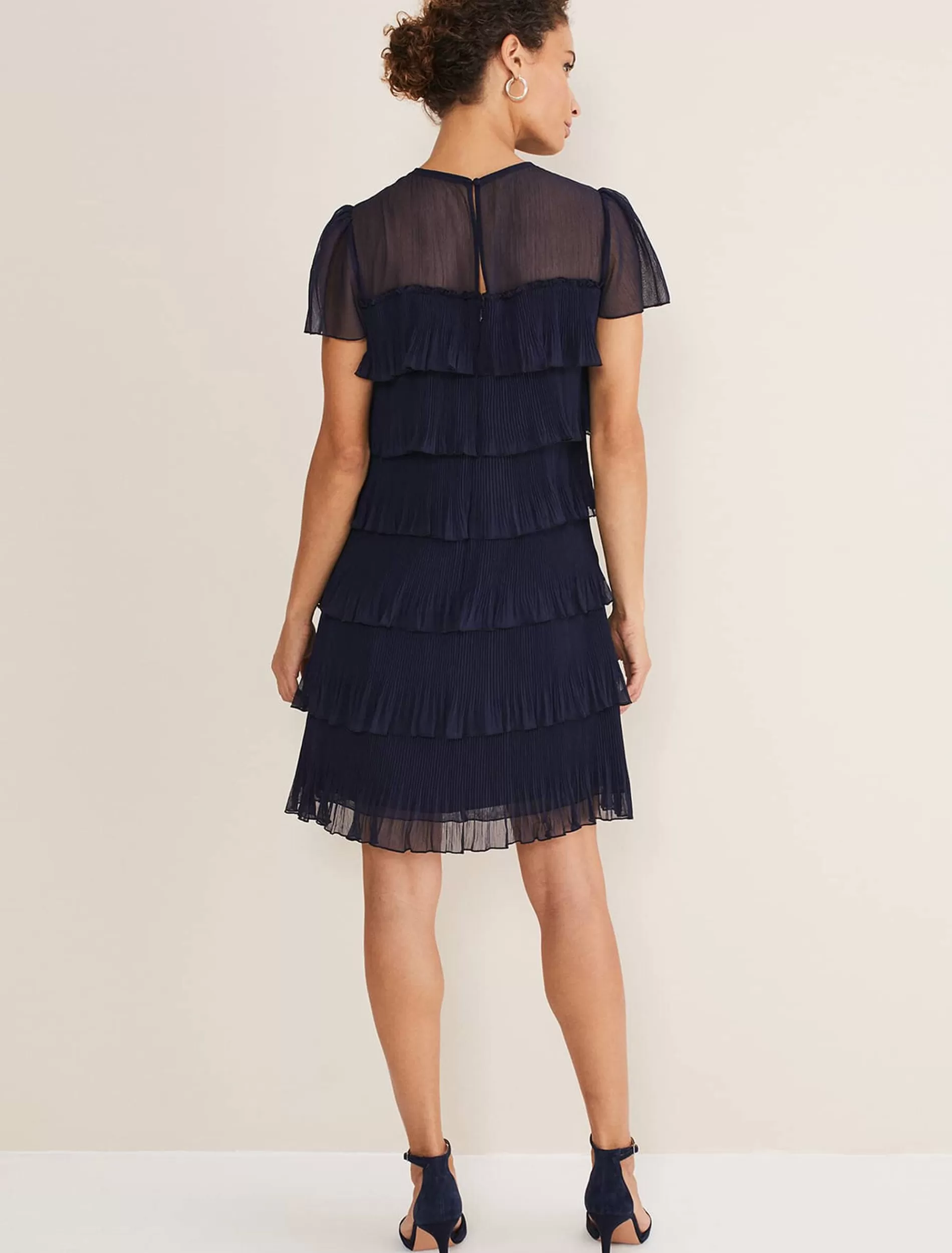 Phase Eight Mimi Pleated Mini Dress Navy Store