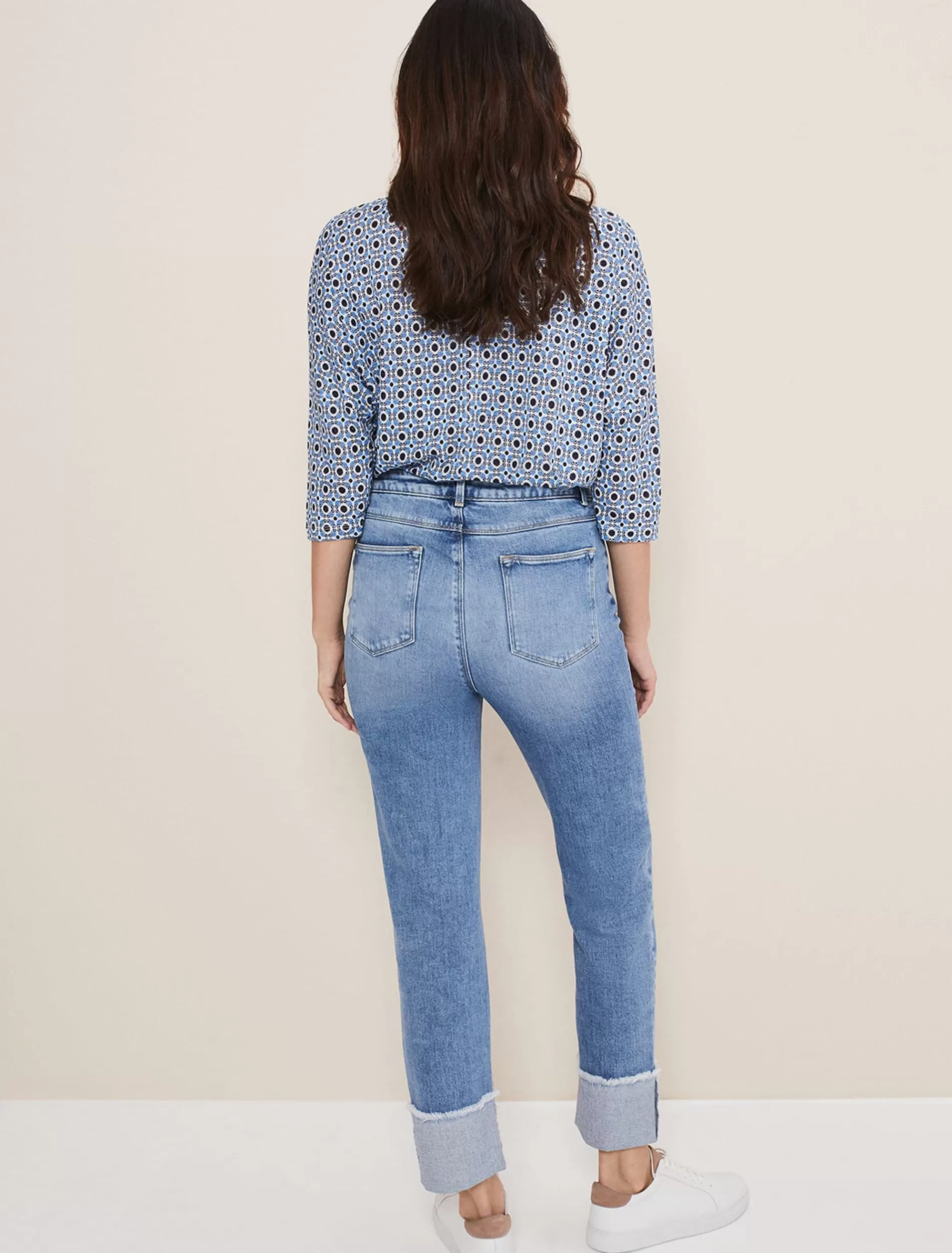 Phase Eight Mirabel Straight Leg Deep Turn Up Jeans Mid Blue Best Sale