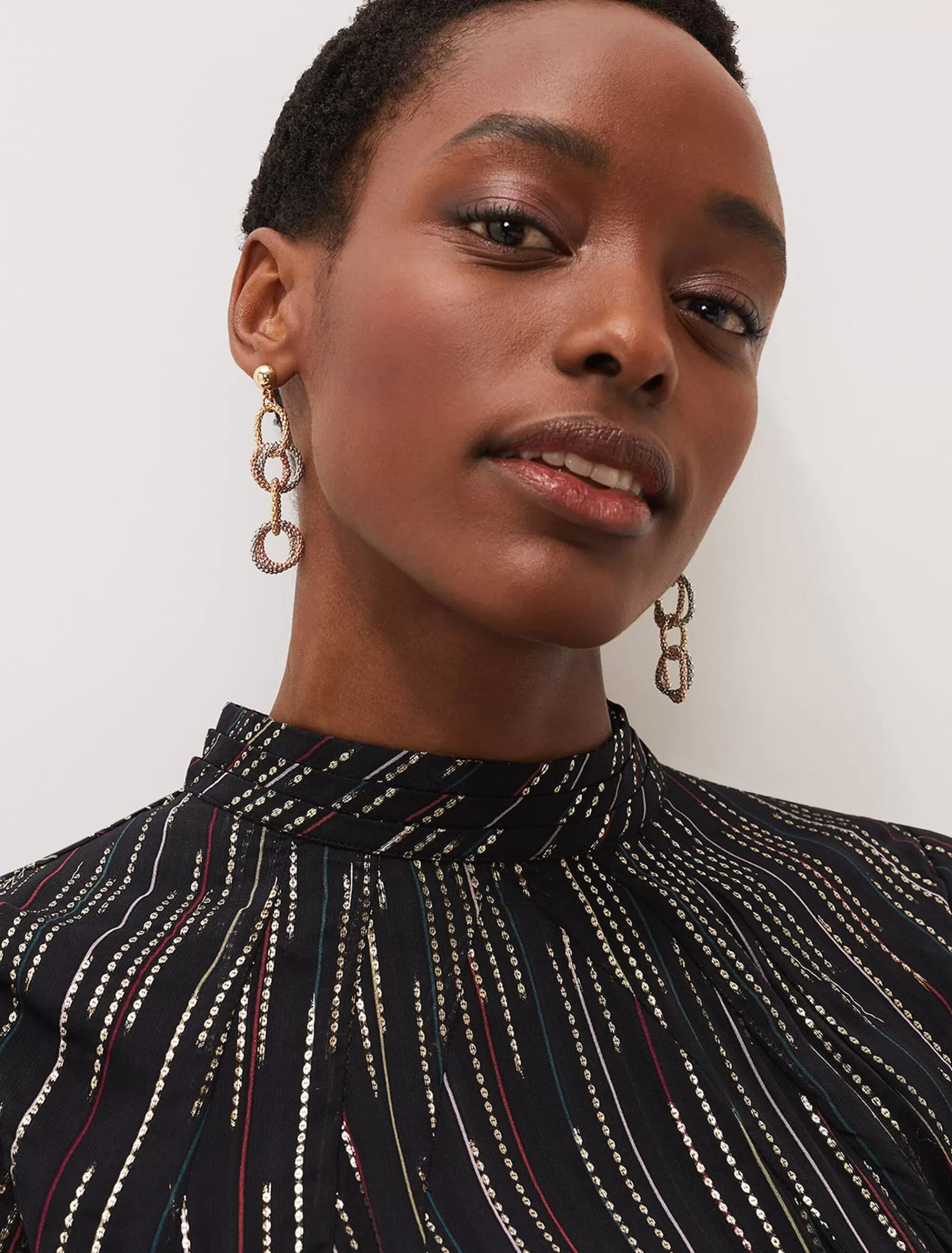 Phase Eight Mixed Link Earrings Silver/Rose Gold Hot