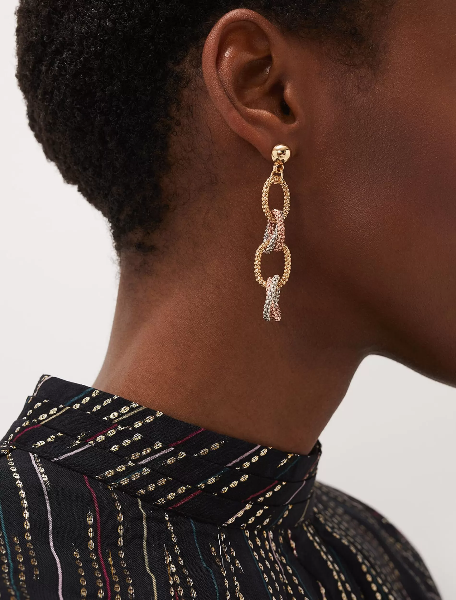 Phase Eight Mixed Link Earrings Silver/Rose Gold Hot