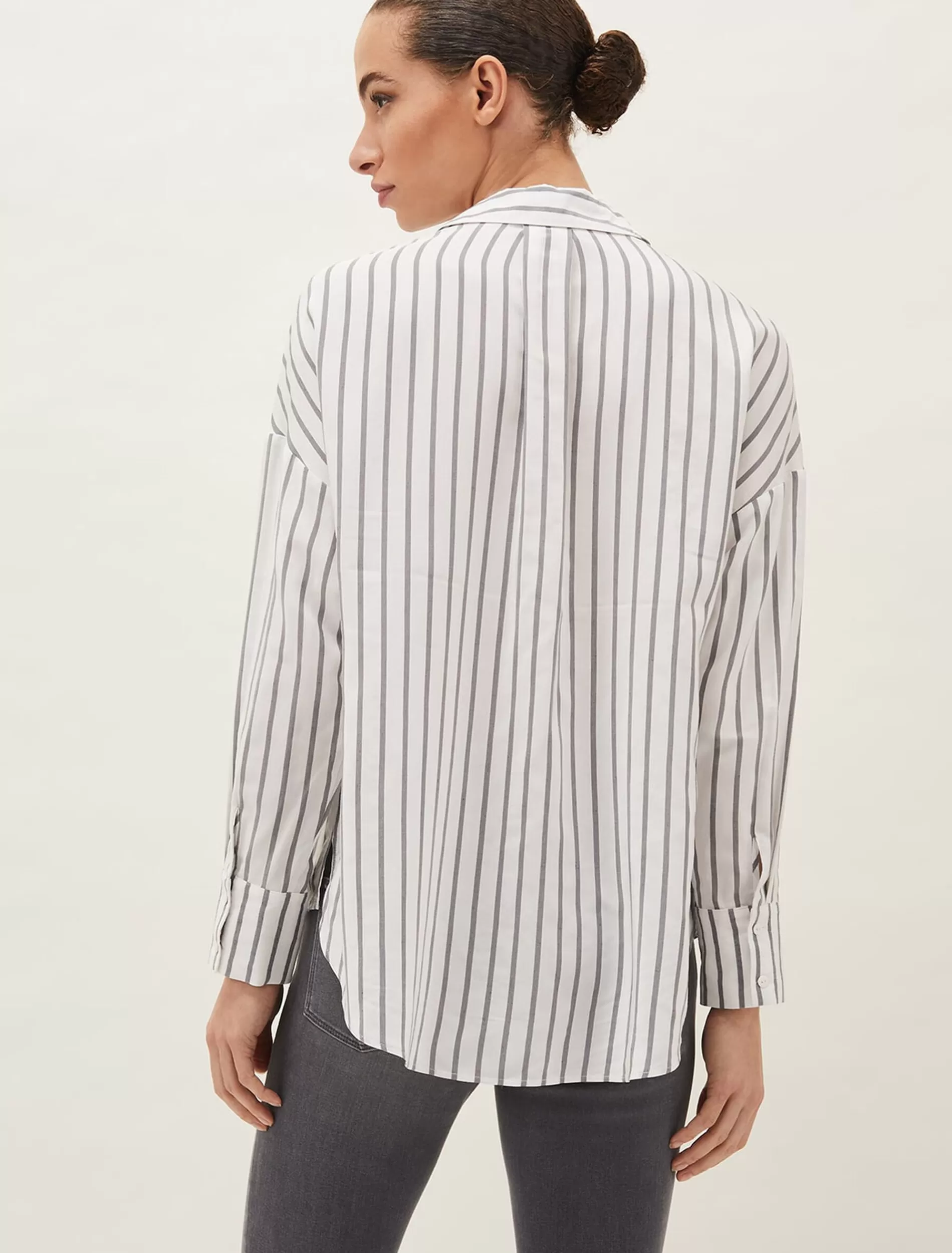 Phase Eight Moira Stripe Shirt White/Grey Outlet