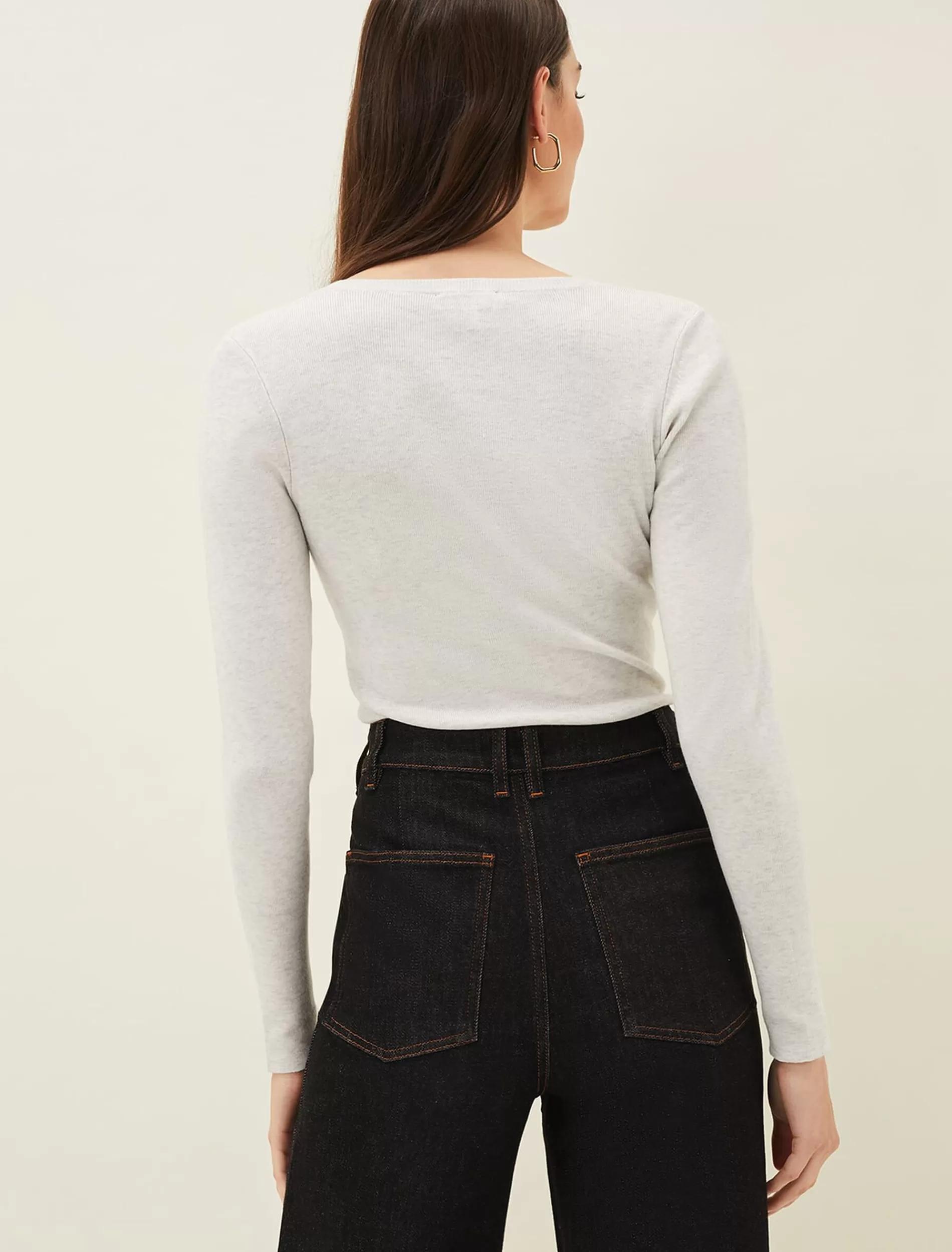 Phase Eight Molla Square Neck Knit Jumper Grey Hot