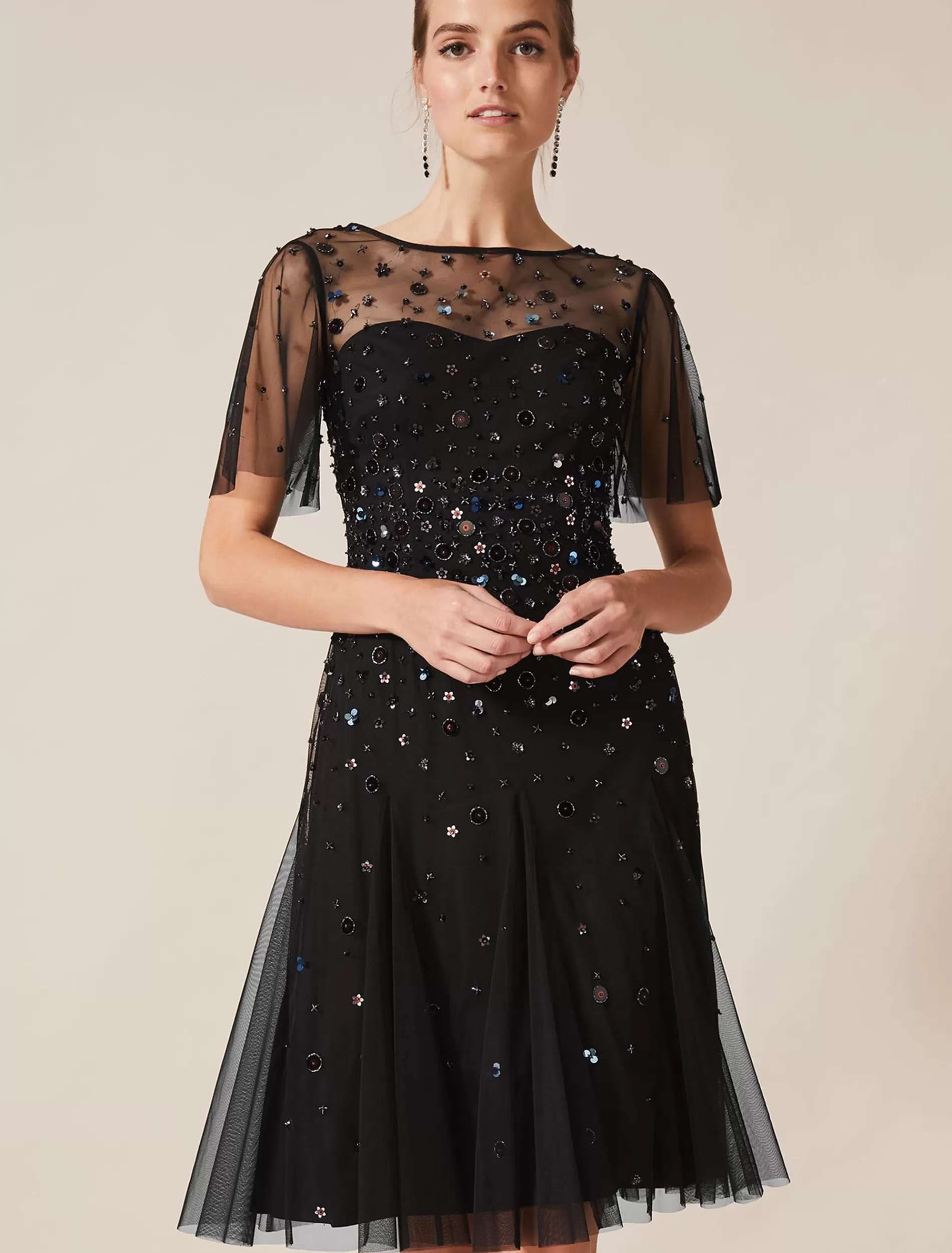 Phase Eight Molly Short Sequin Dress Black/Multi Flash Sale
