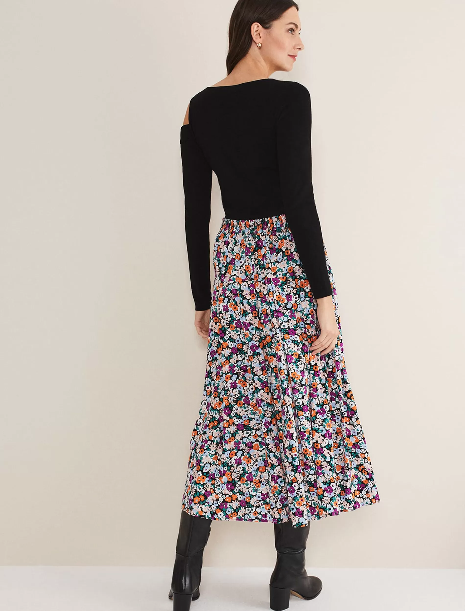 Phase Eight Mona Floral Tiered Skirt Multi-Coloured Cheap