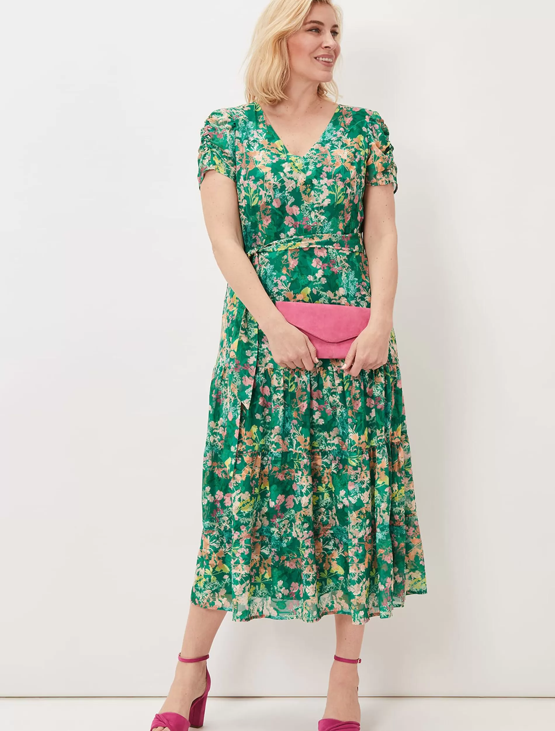 Phase Eight Morven Printed Tiered Dress Green/Multi Cheap