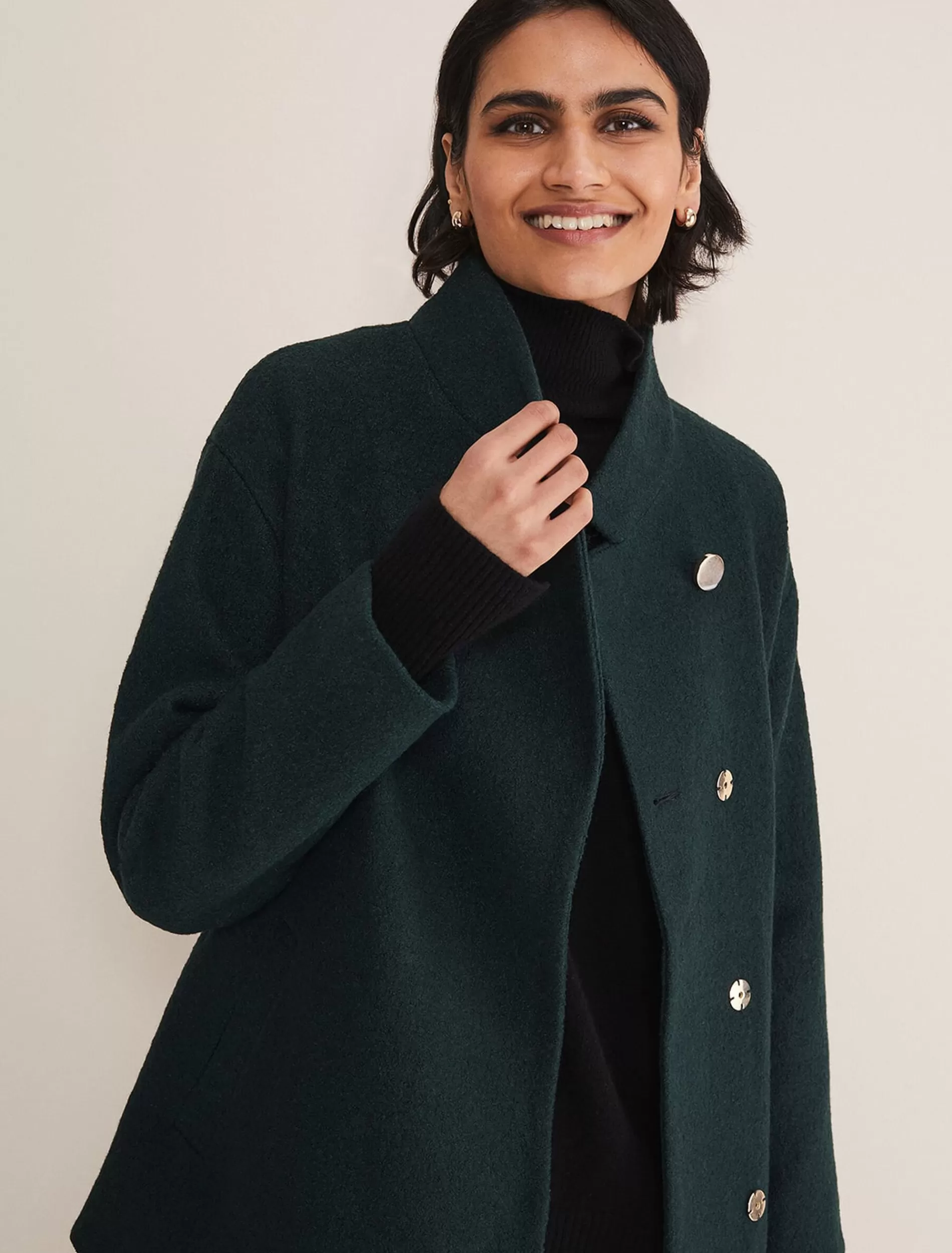 Phase Eight Mya Wool Short Belted Coat Forest Flash Sale