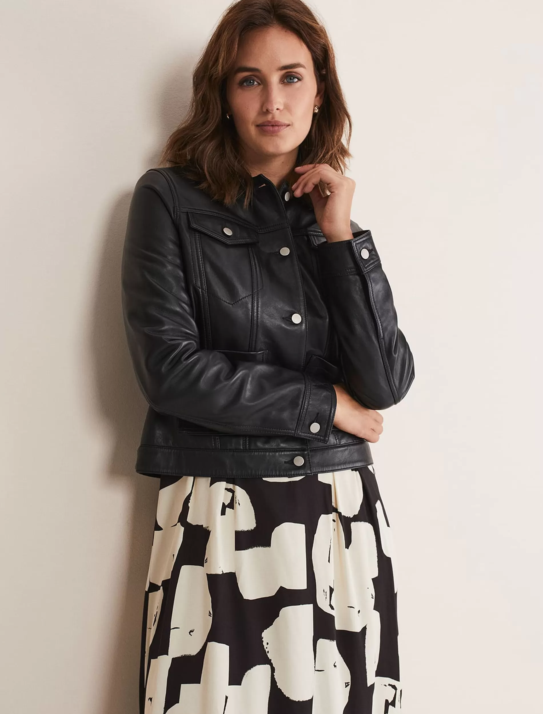 Phase Eight Myrtle Leather Jacket Black Fashion