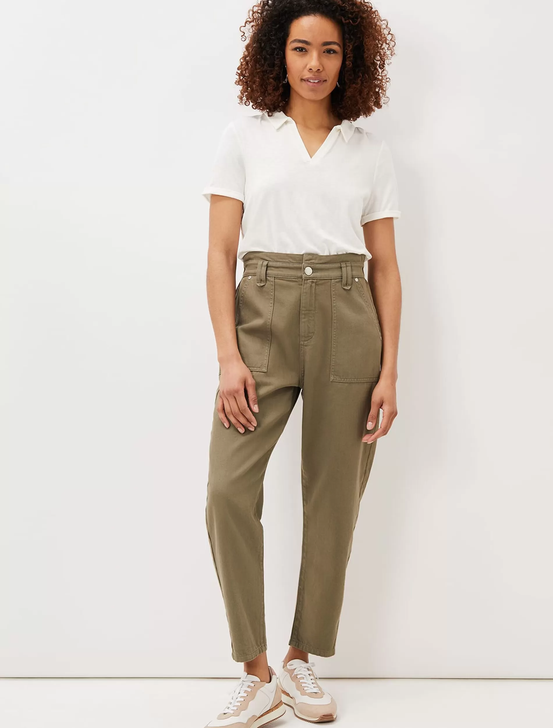 Phase Eight Nadina Paper Bag Waist Jeans Khaki Outlet