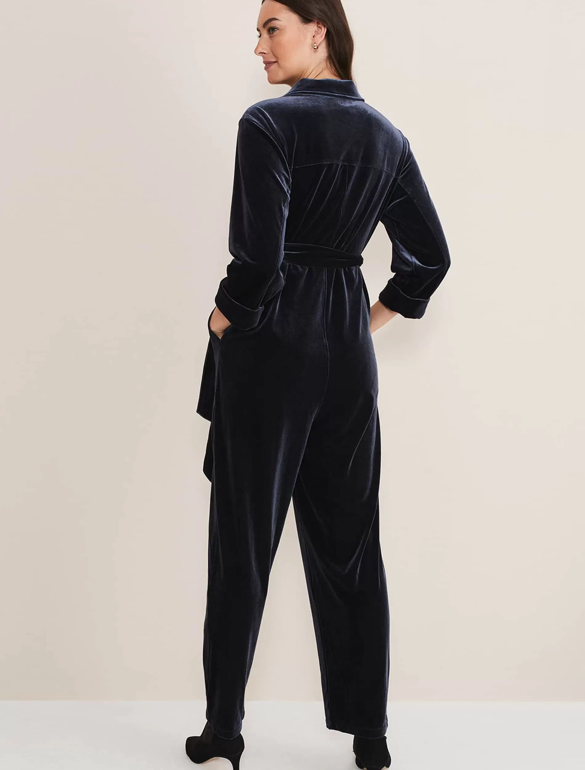 Phase Eight Nala Velvet Jumpsuit Charcoal Best