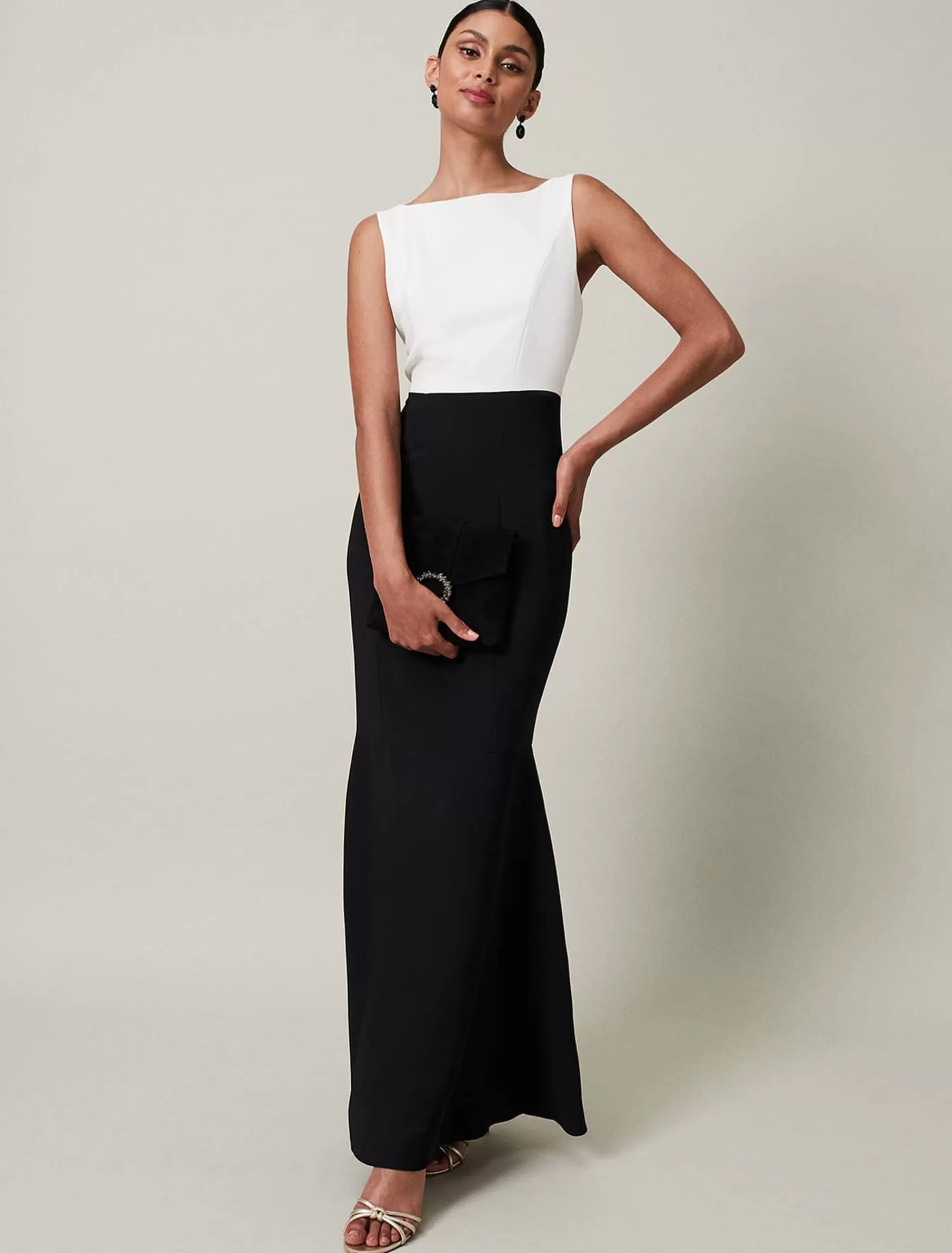 Phase Eight Natalya Fishtail Dress Ivory/Black Best