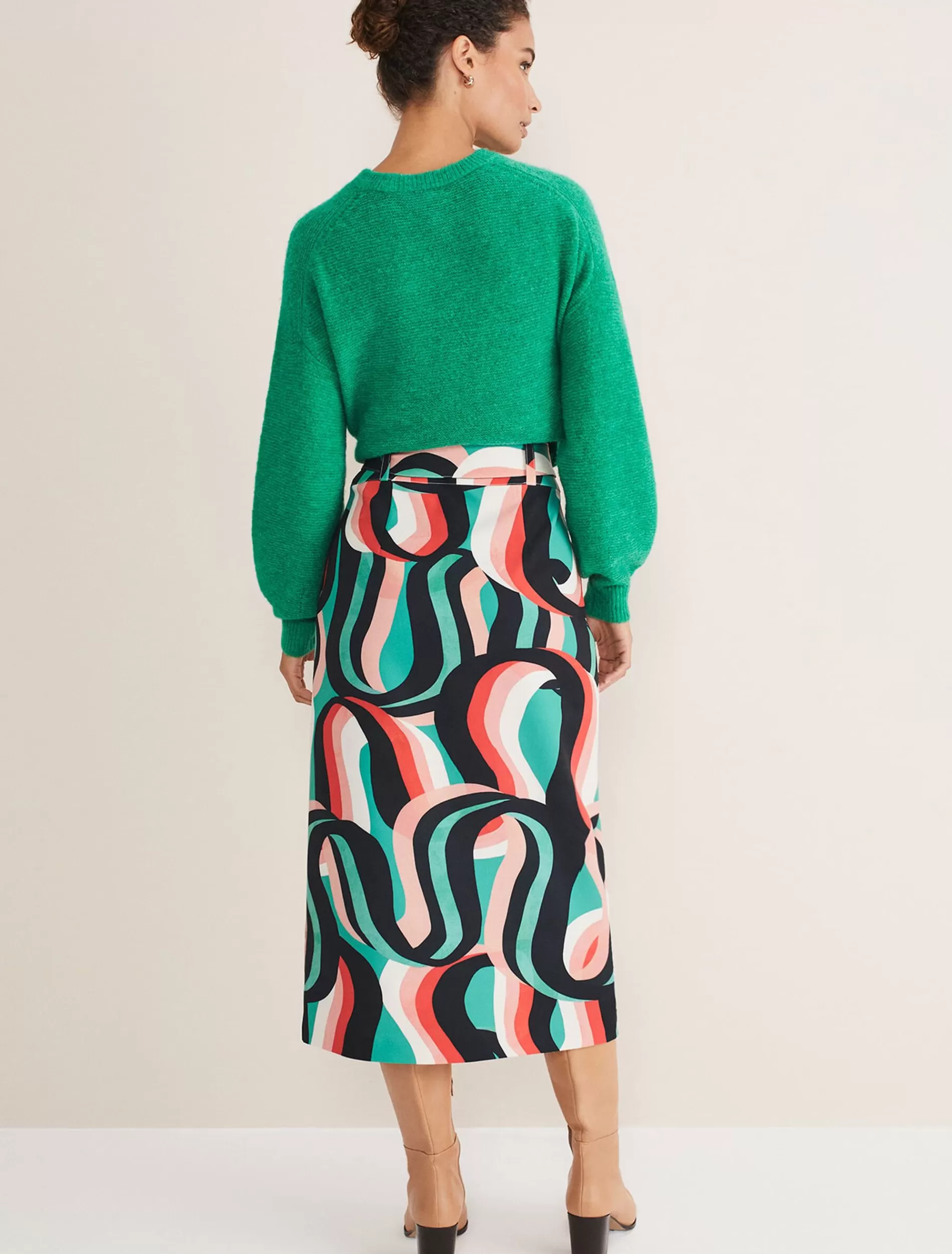 Phase Eight Nathalie Swirl Midi Skirt Green Multi Cheap