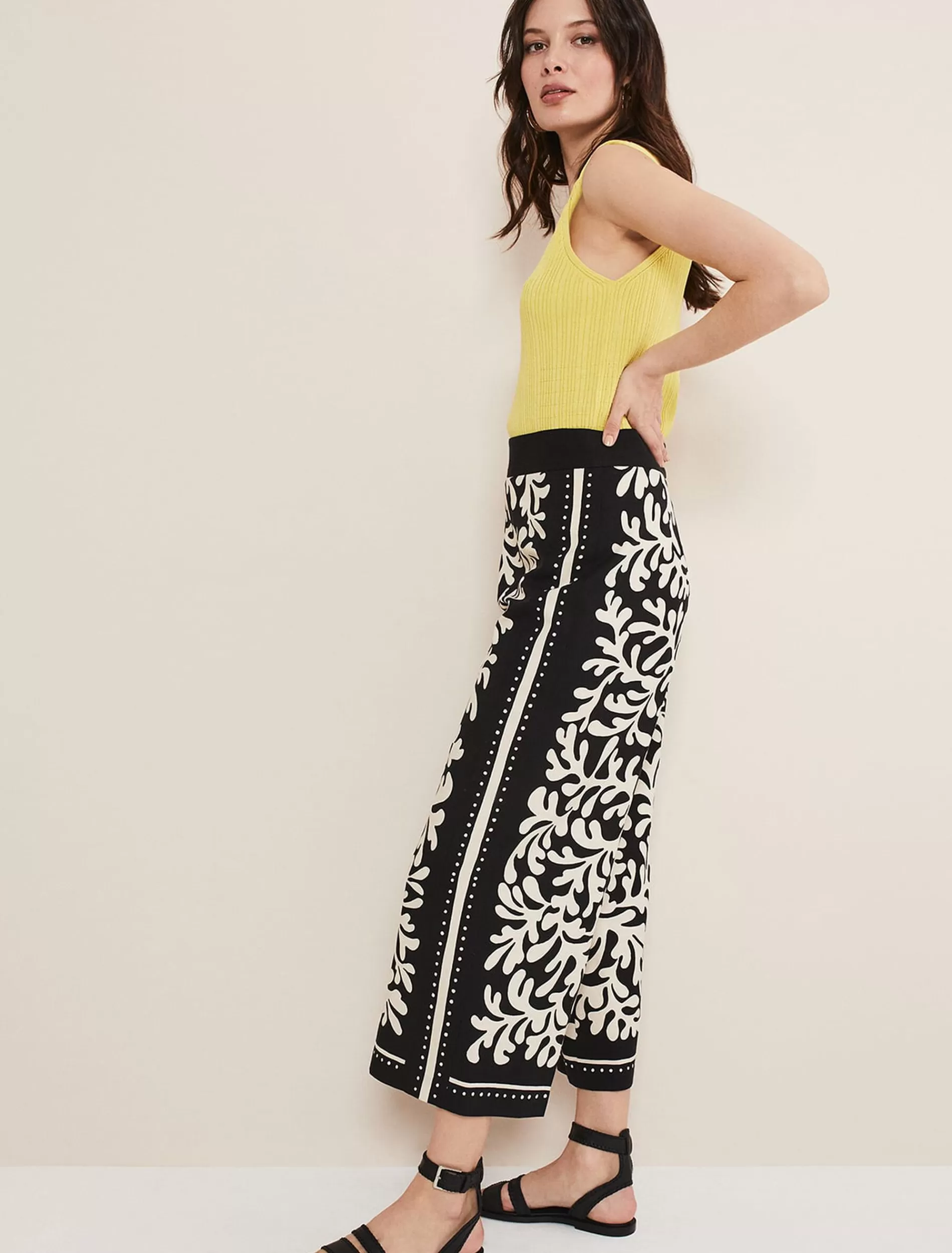 Phase Eight Nava Wide Leg Culottes Black/Stone Best