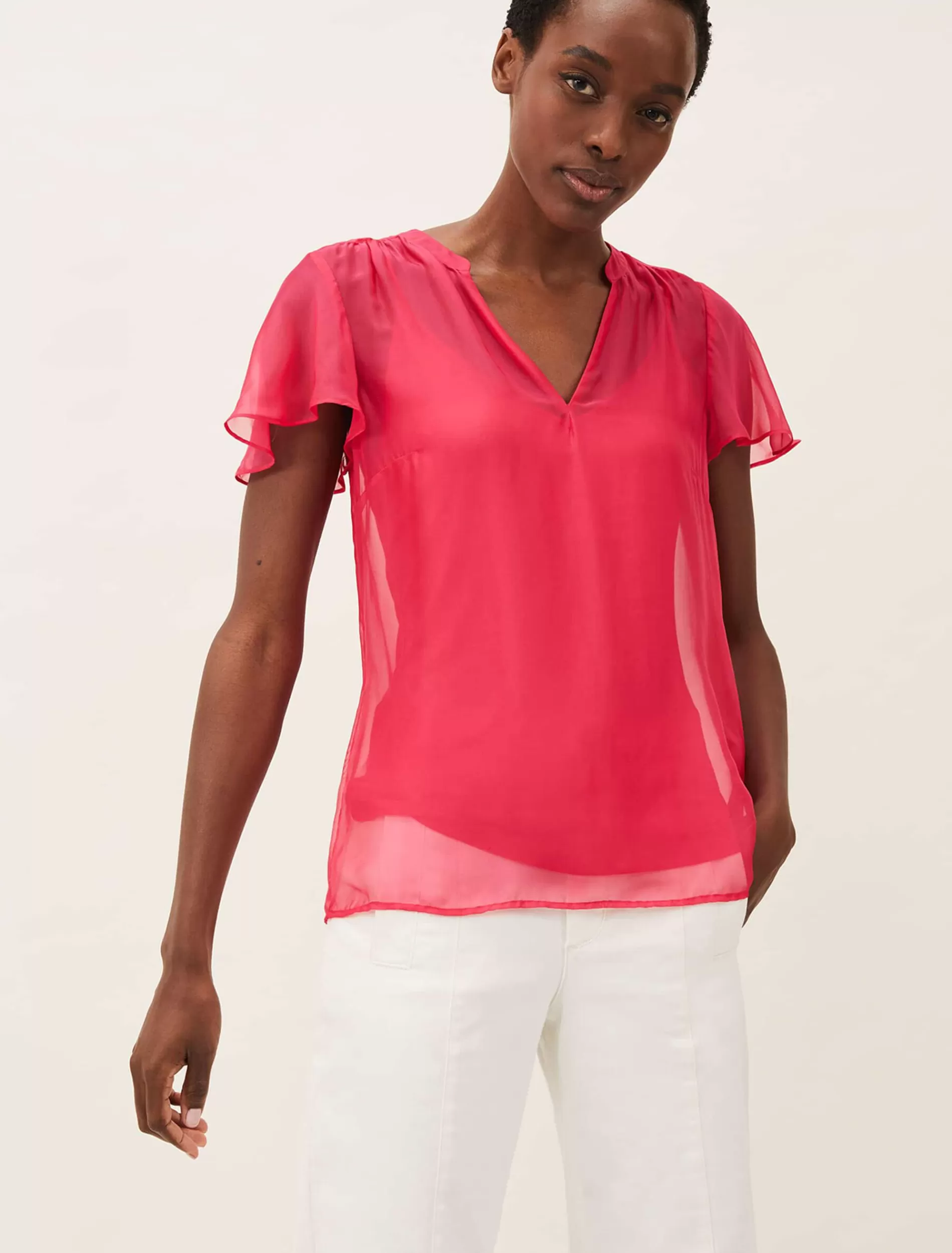 Phase Eight Naya Silk Fitted Blouse Pink Cheap