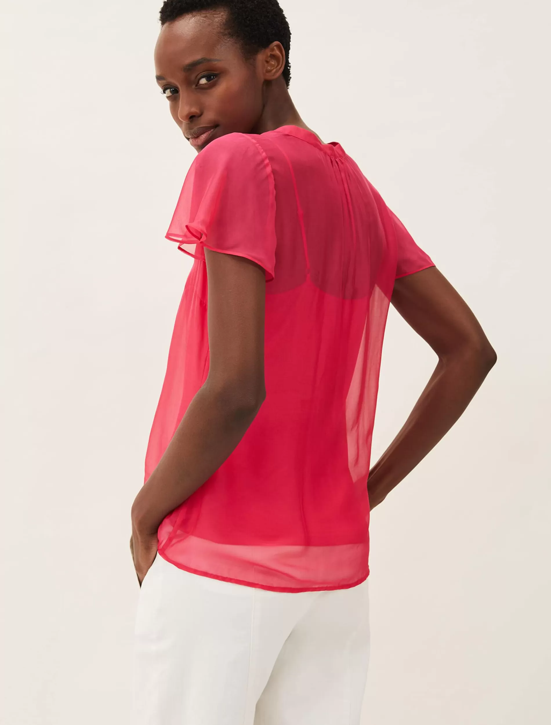 Phase Eight Naya Silk Fitted Blouse Pink Cheap