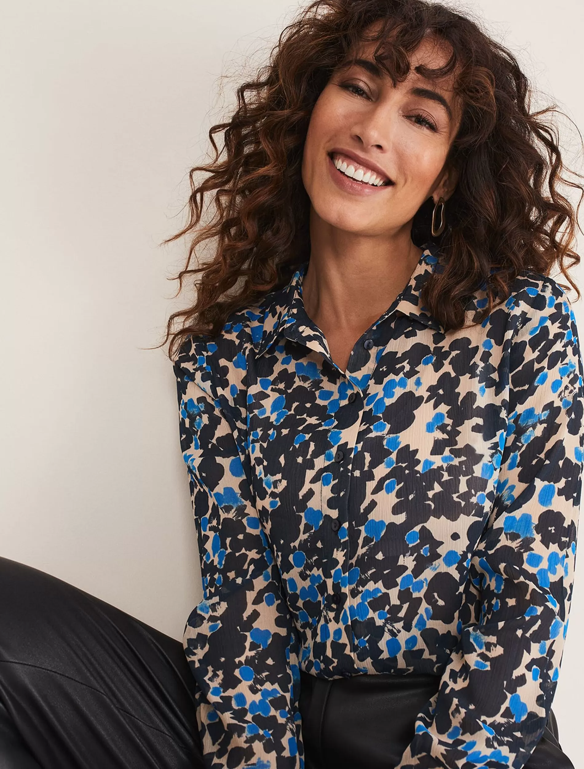 Phase Eight Nell Floral Shirt Blue Multi Store