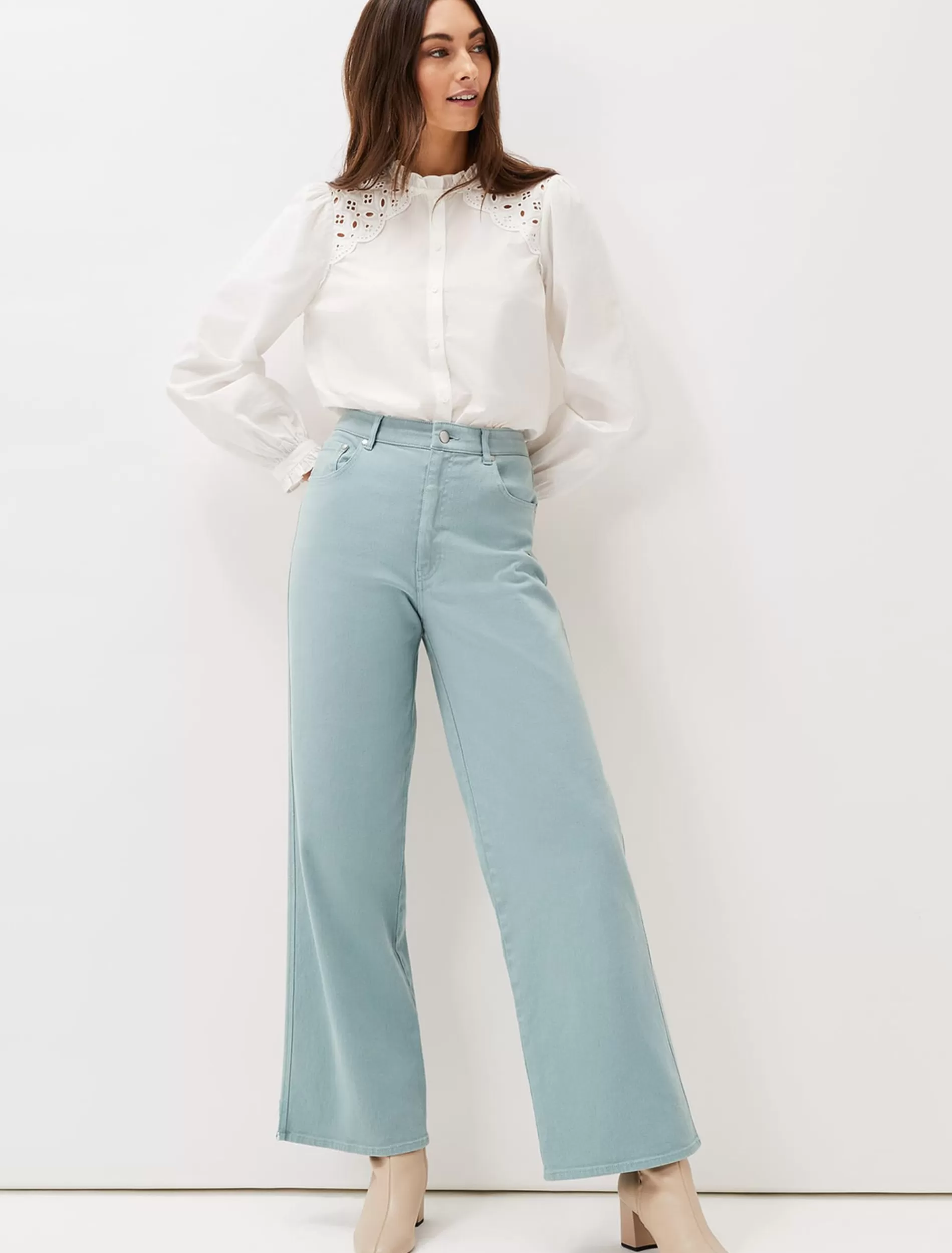Phase Eight Nell Organic Denim Wide Leg Jean Sage New