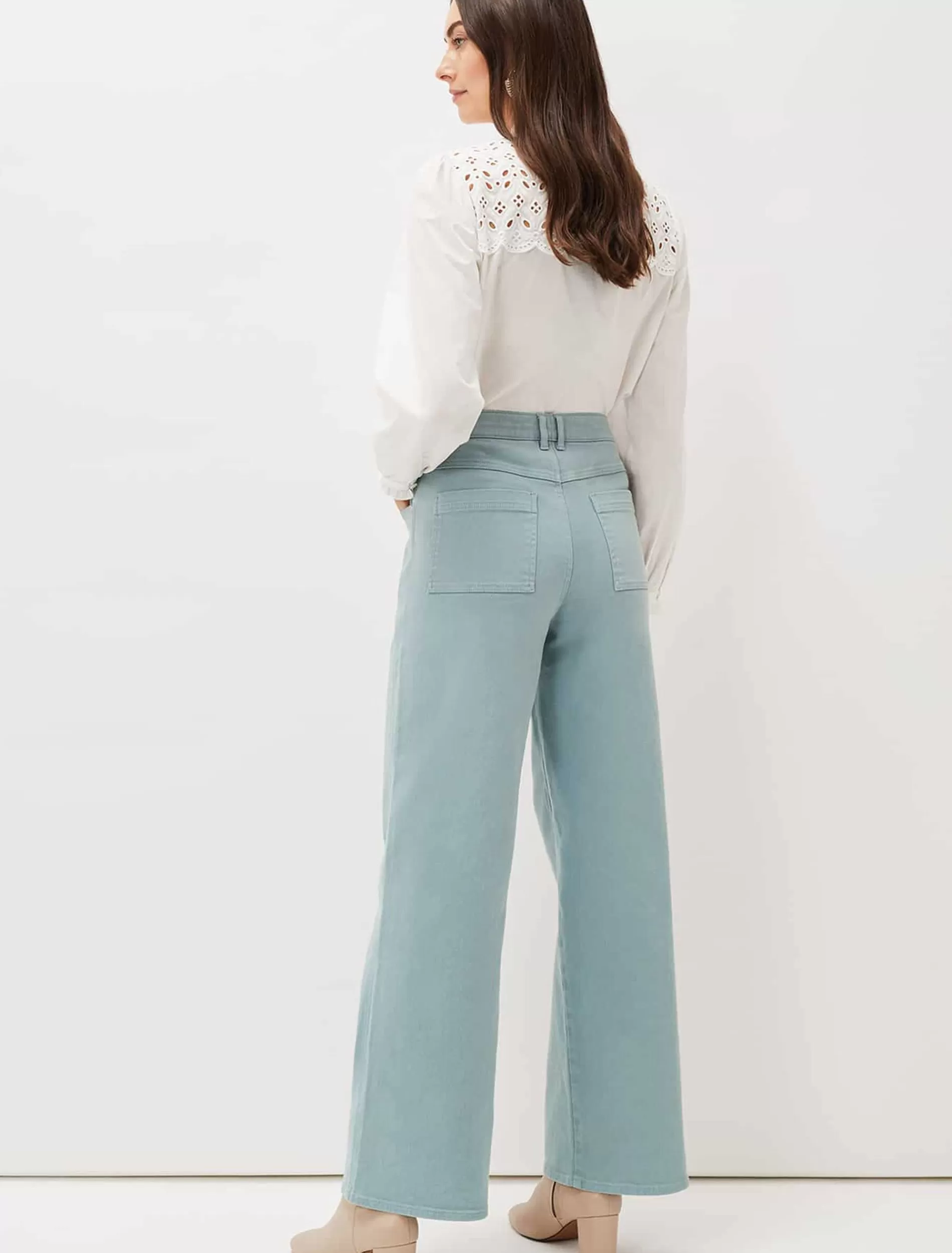 Phase Eight Nell Organic Denim Wide Leg Jean Sage New