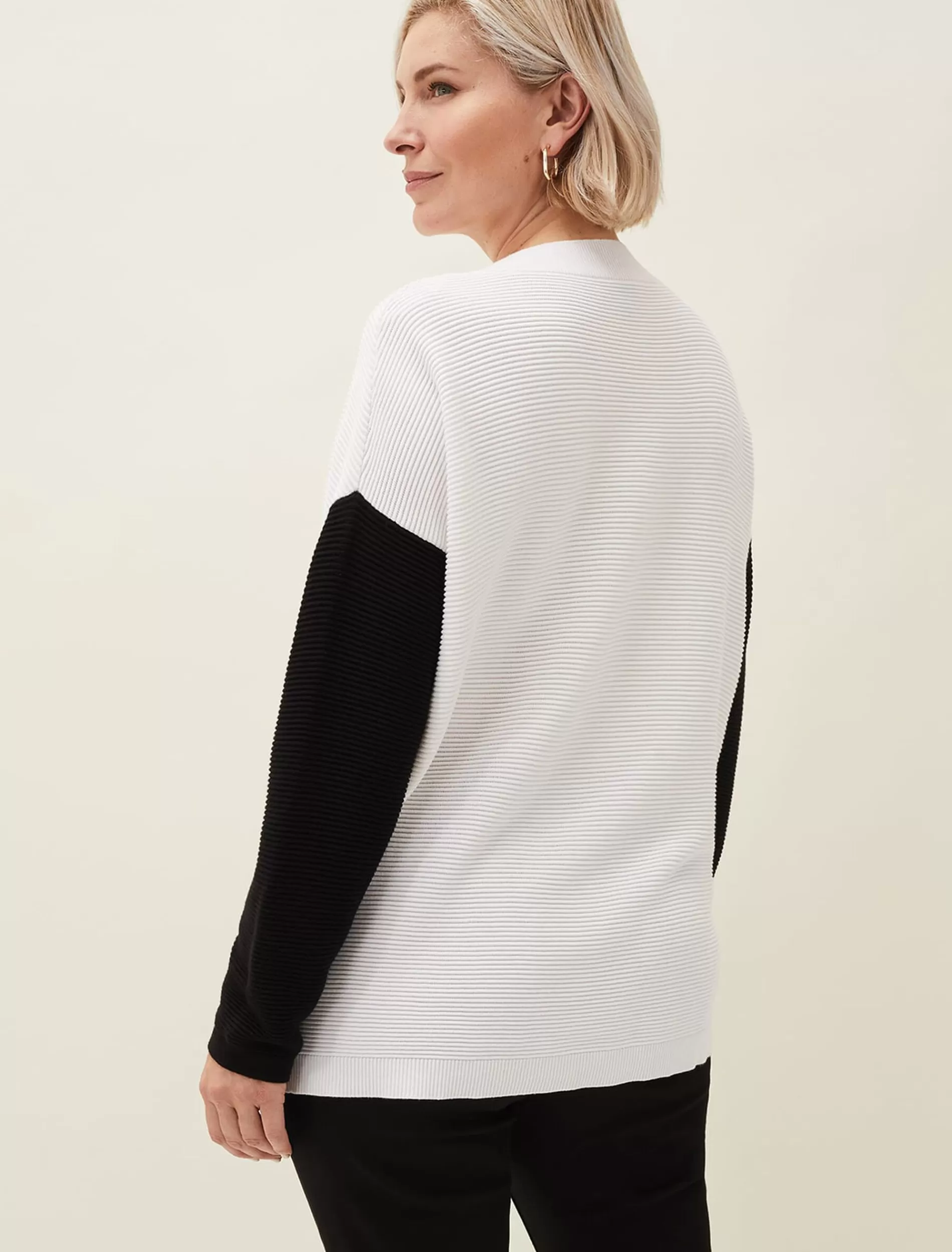 Phase Eight Nelle Colourblock Jumper Cream/Black Clearance