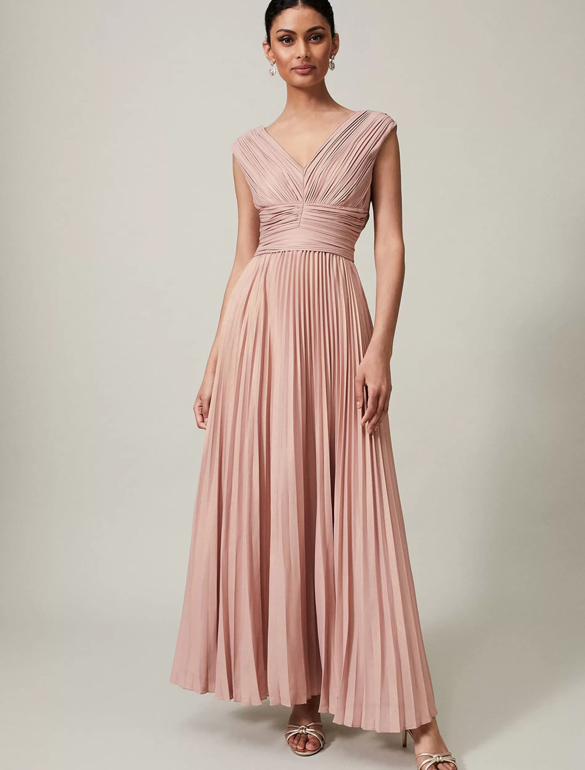 Phase Eight Nelly Pleat Dress Pink Champagne Hot