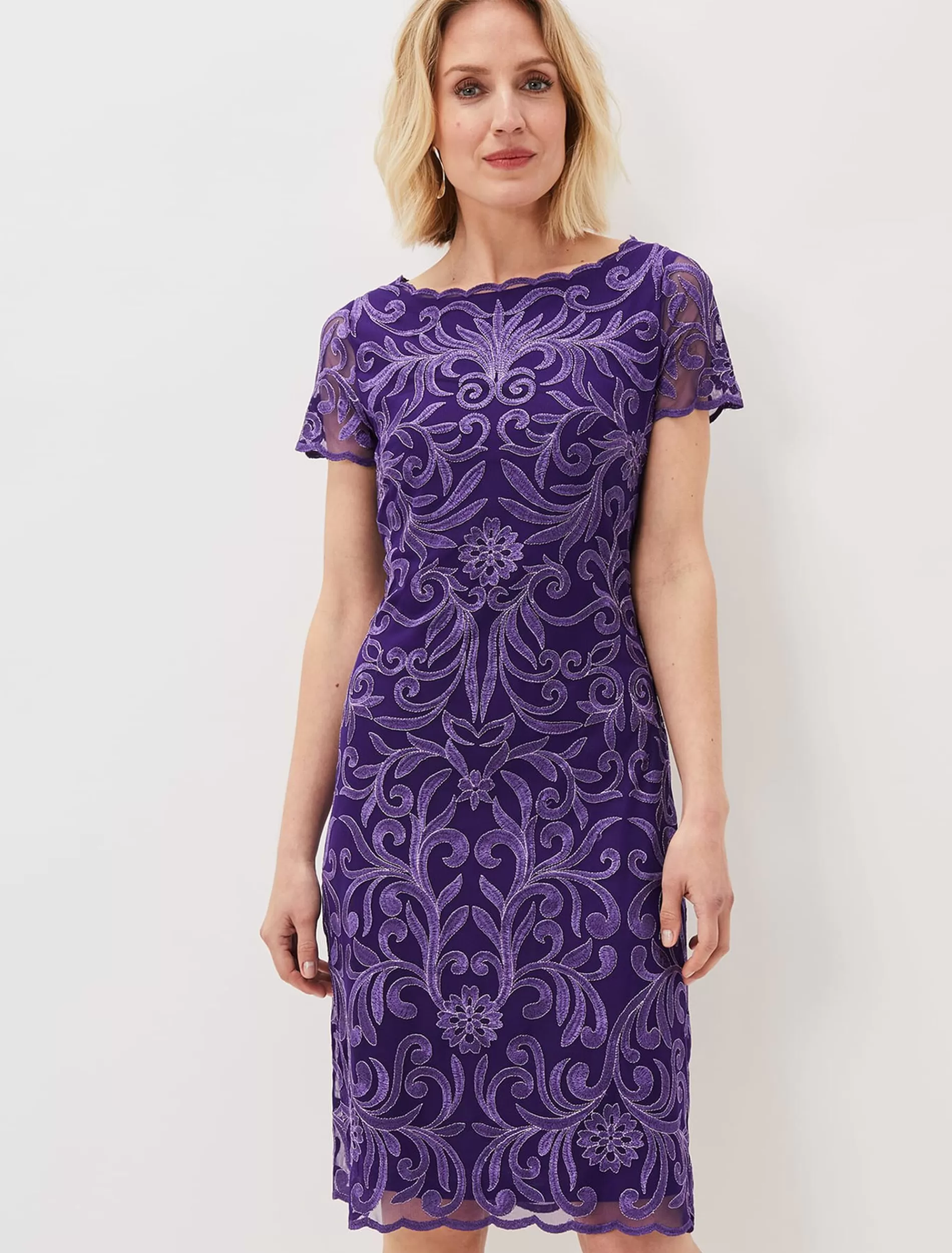 Phase Eight Nessa Embroidered Midi Dress Violet Online