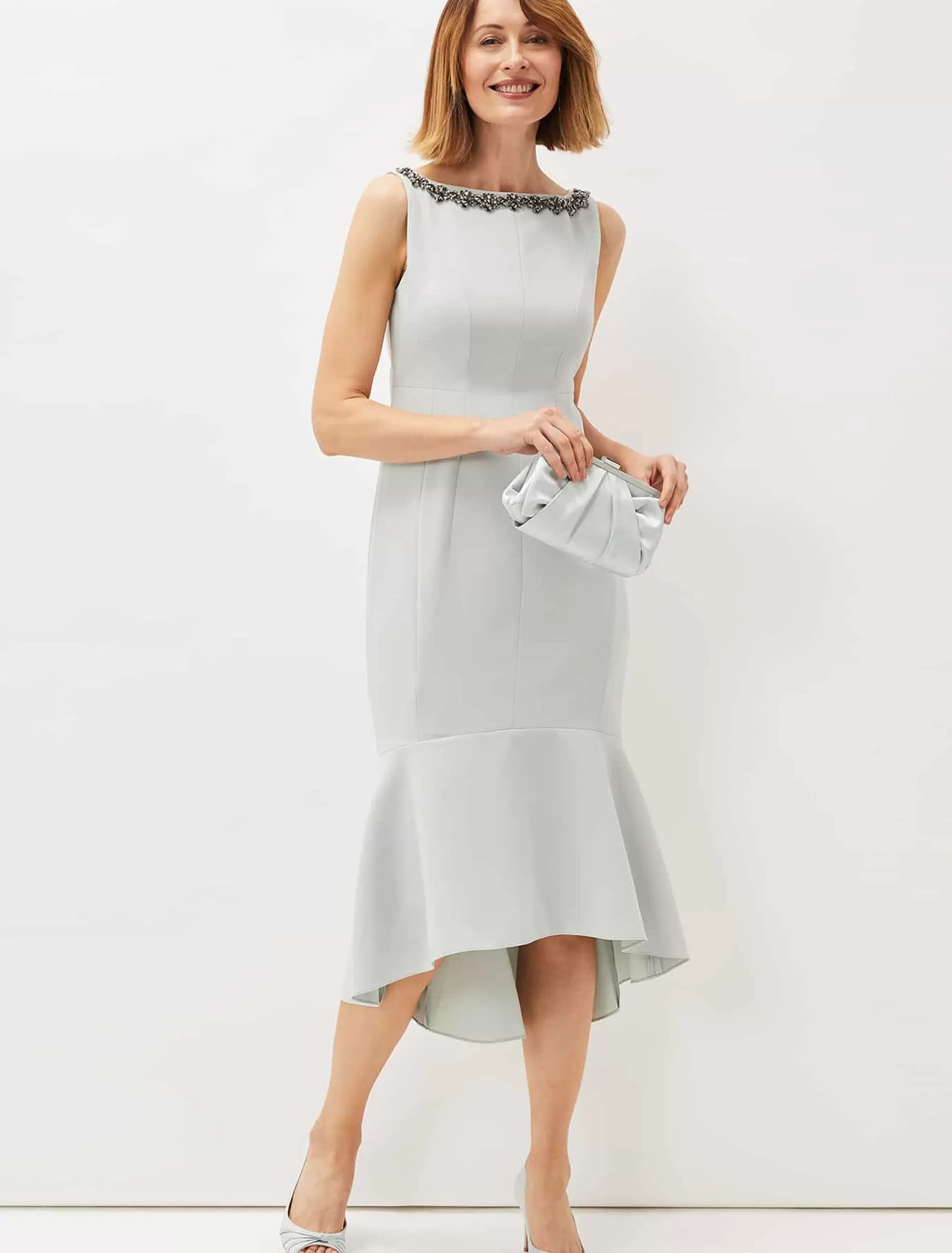 Phase Eight Nia Embellished Scuba Dress Eau De Nil Online