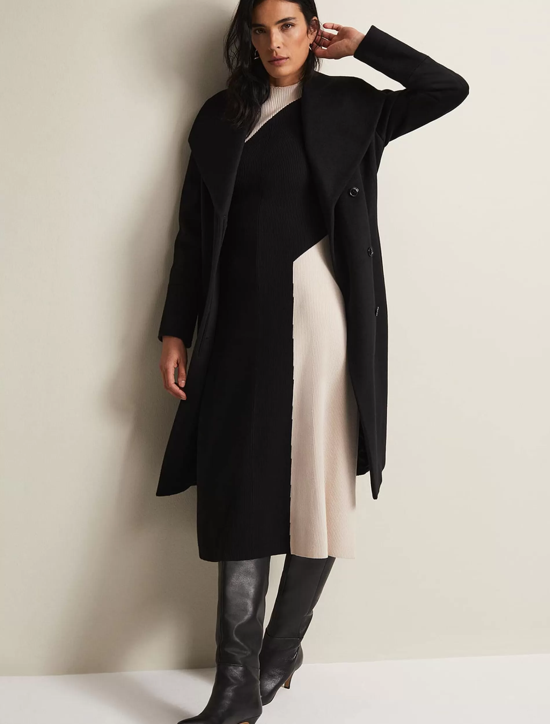 Phase Eight Nicci Wool Belted Coat Black Outlet