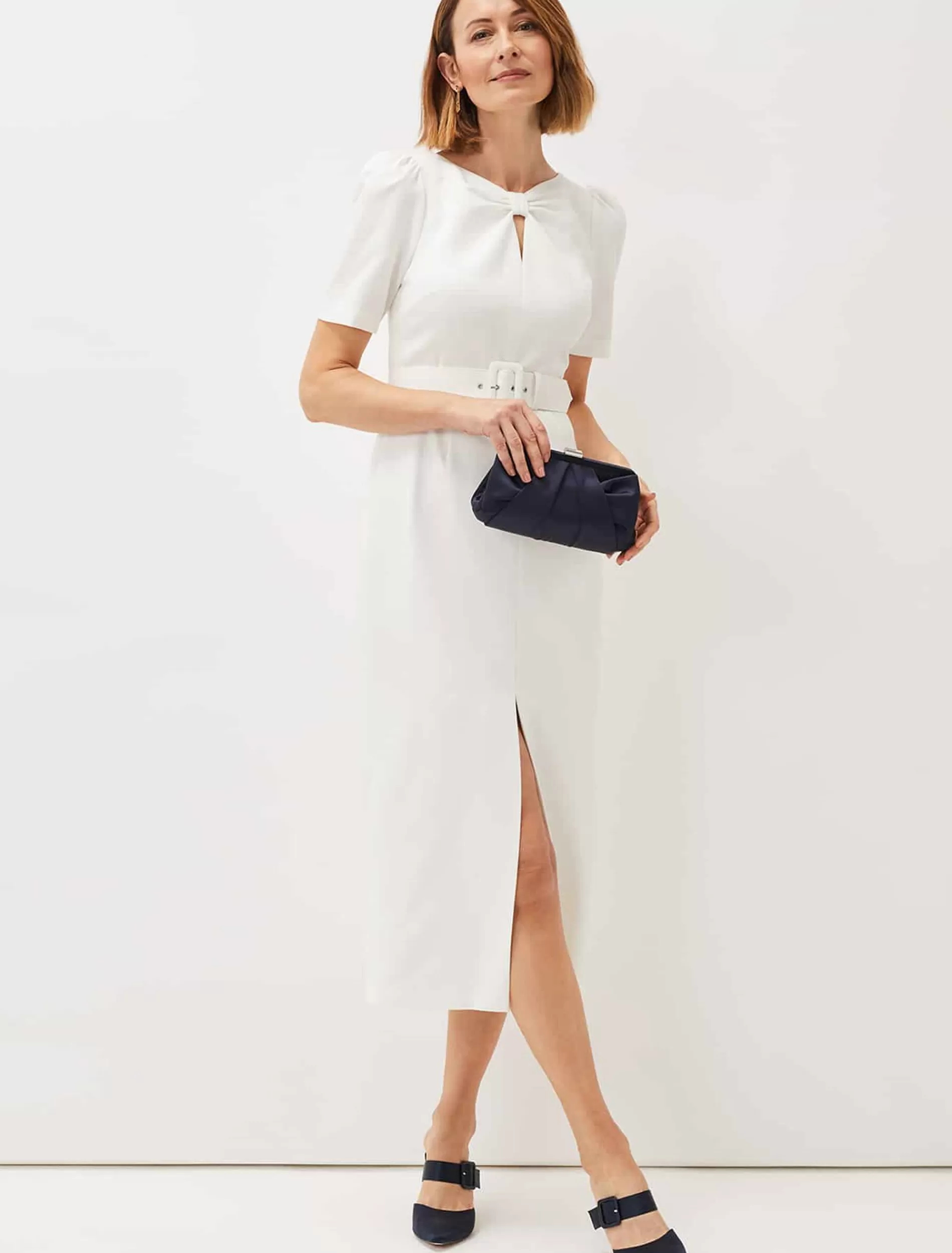 Phase Eight Niccola Fitted Belted Midaxi Dress Oyster Best Sale