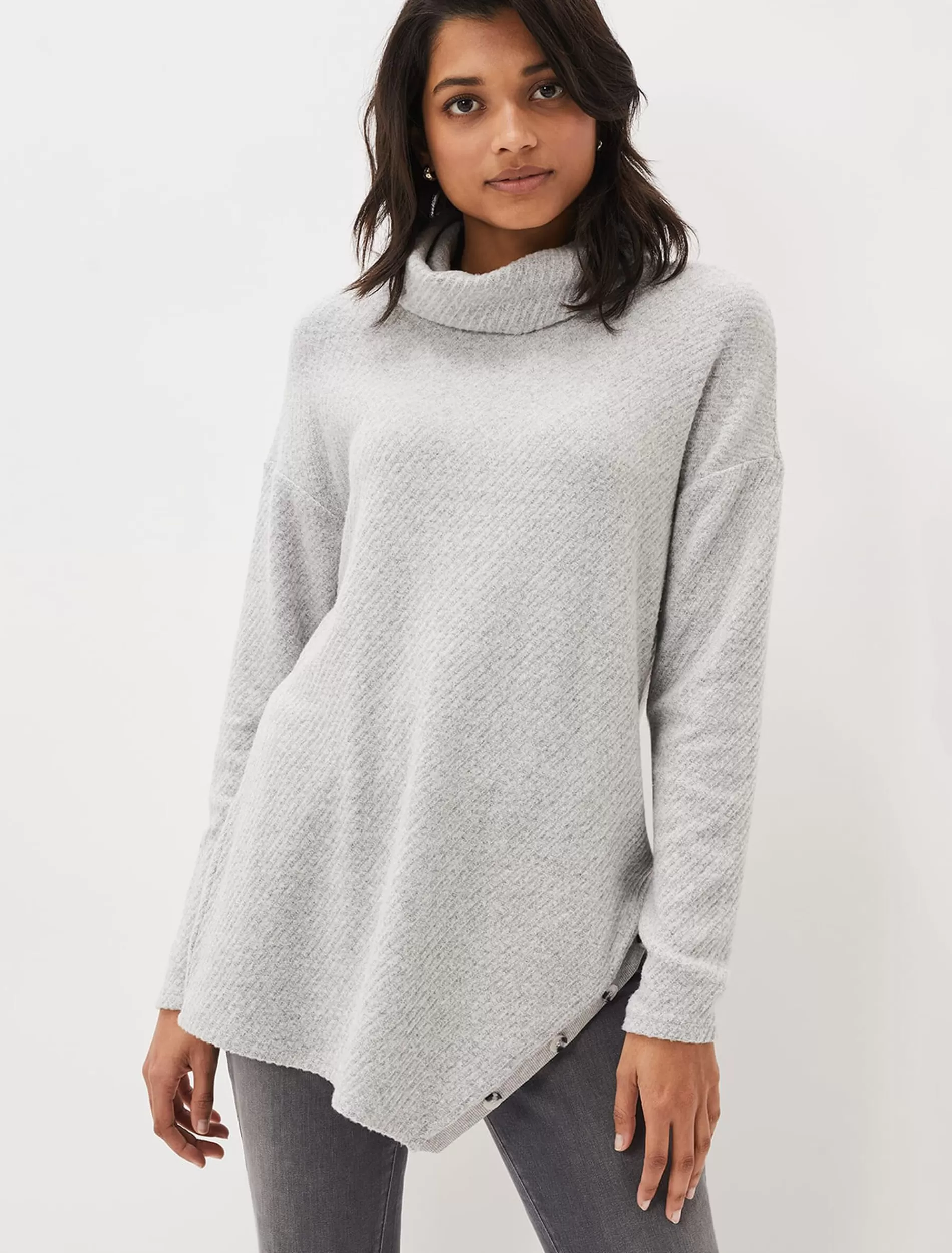 Phase Eight Nico Asymmetric Textured Jersey Top Grey New