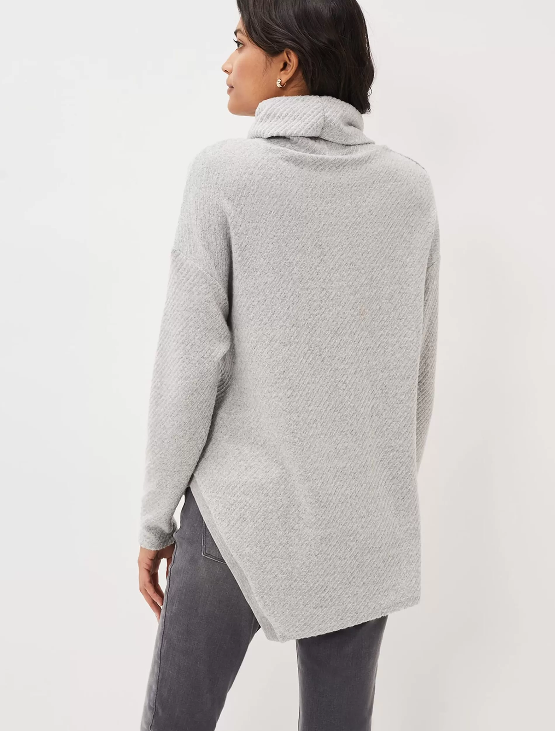 Phase Eight Nico Asymmetric Textured Jersey Top Grey New