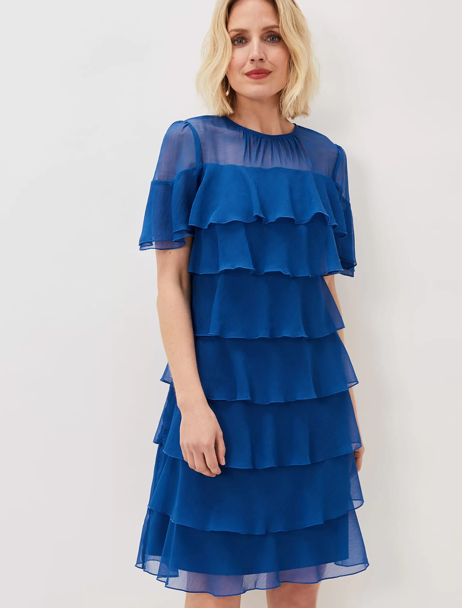 Phase Eight Nika Tiered Shift Dress Capri Blue Cheap