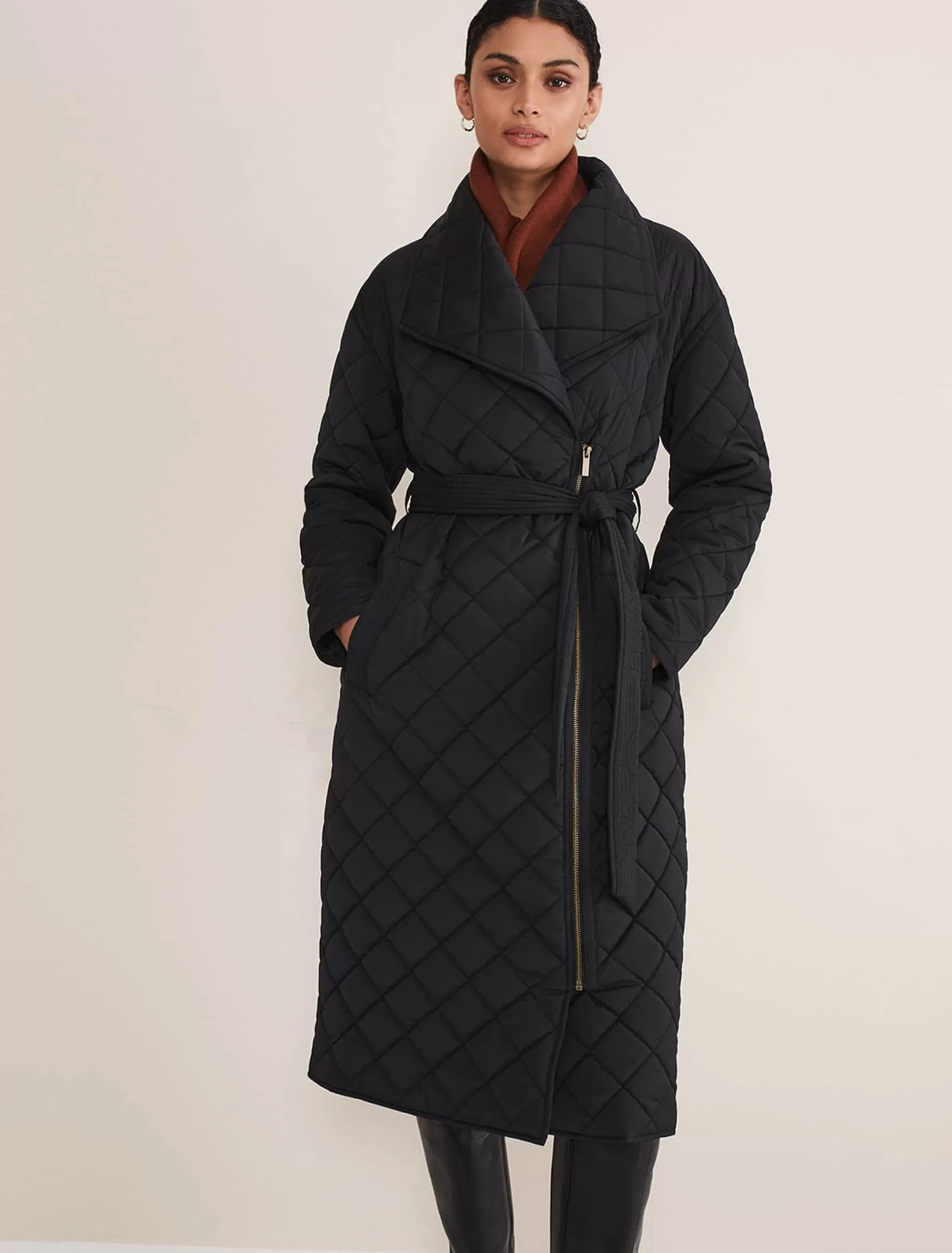 Phase Eight Nila Quilted Puffer Coat Black Outlet
