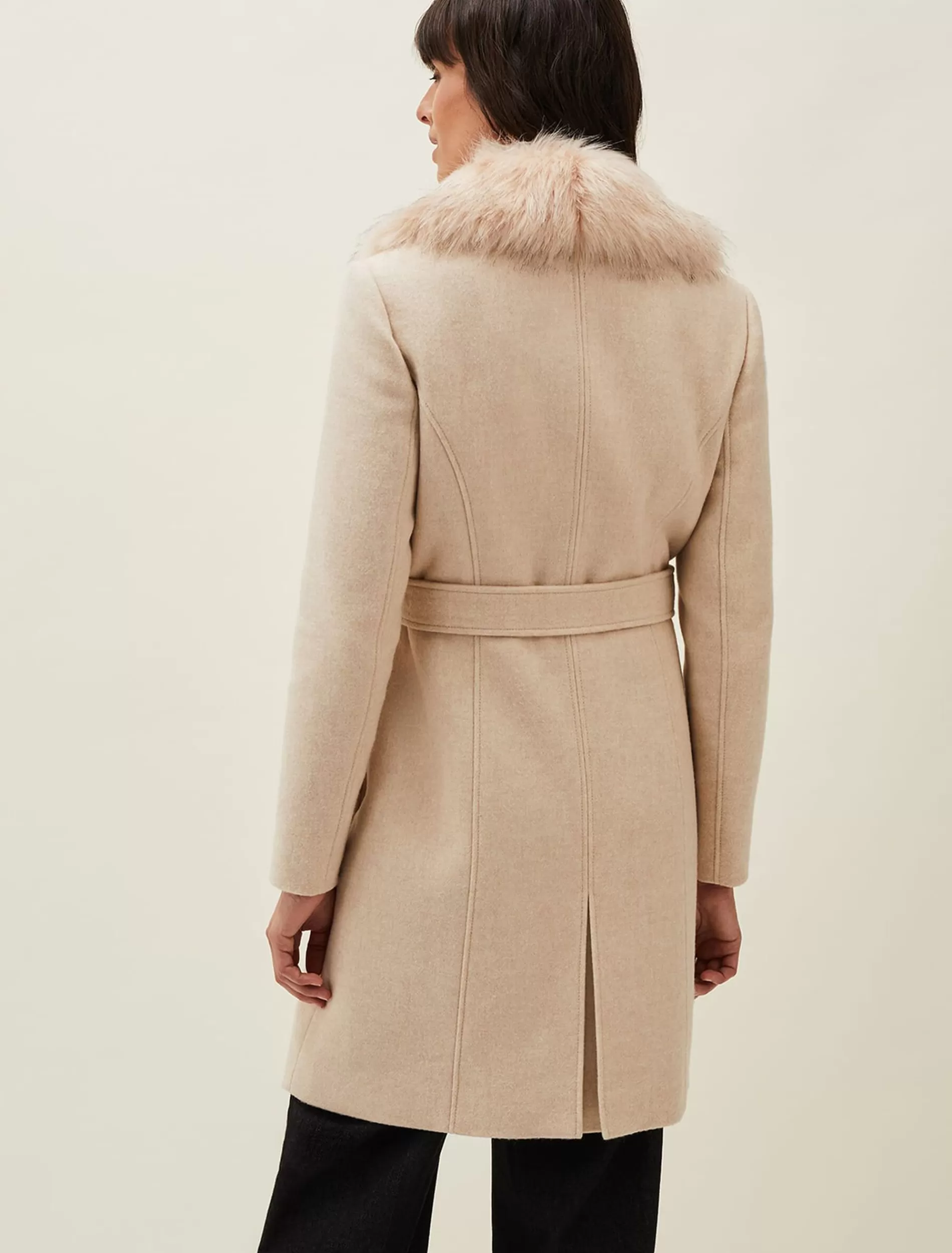 Phase Eight Nina Fur Collar Coat Winter White Fashion