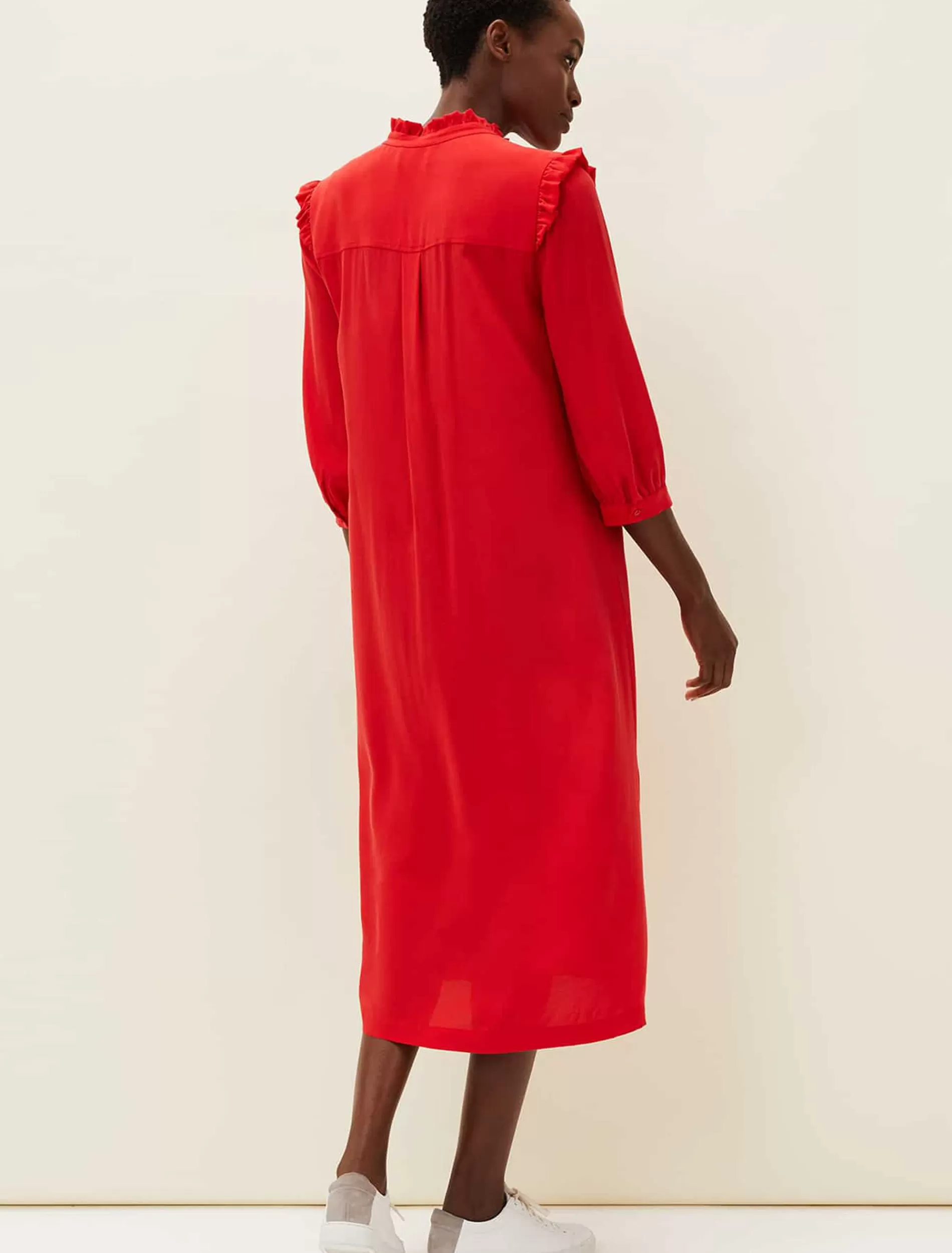 Phase Eight Nivana Frill Shirt Midi Dress Red Shop