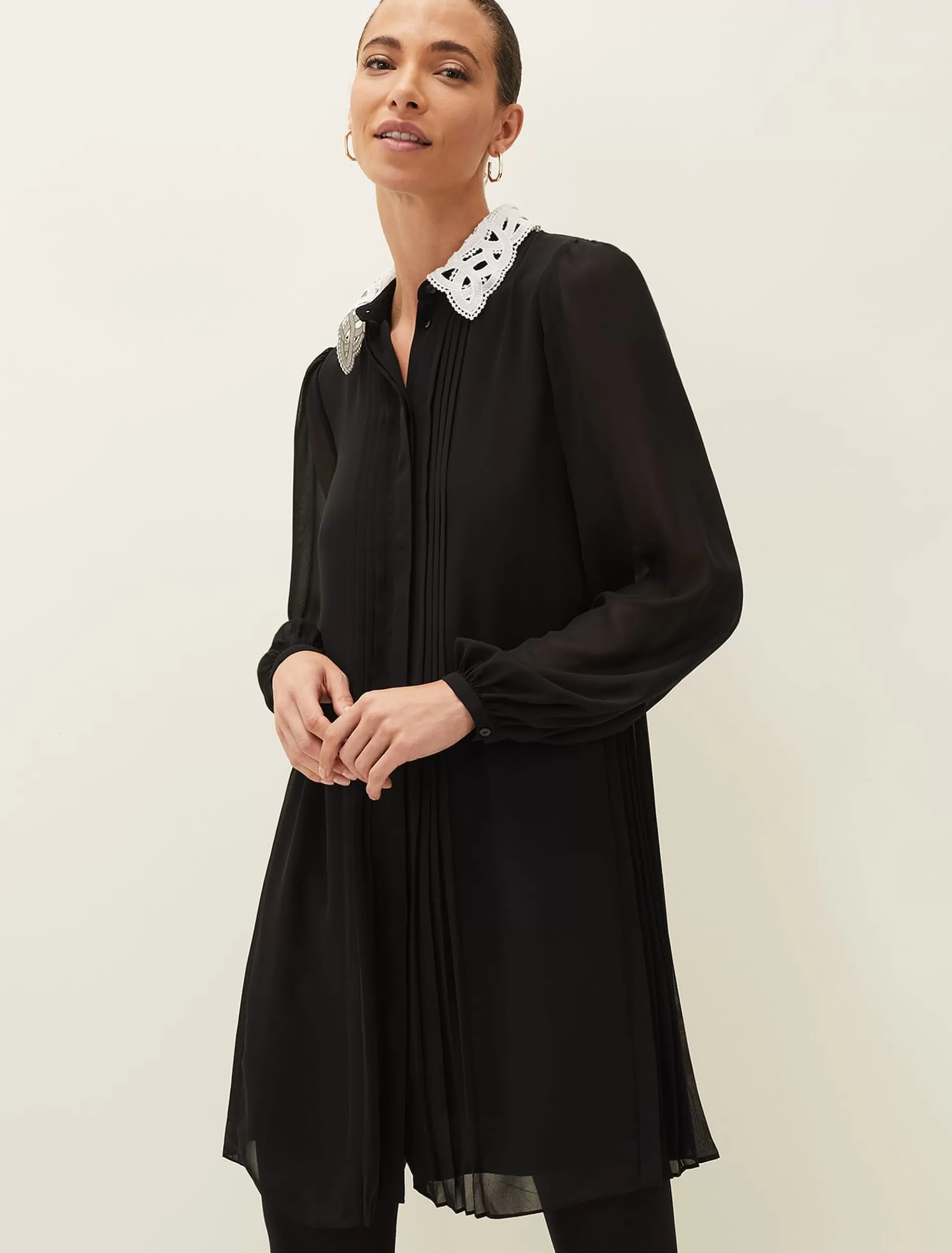 Phase Eight Norah Collar Detail Swing Dress Black Cheap