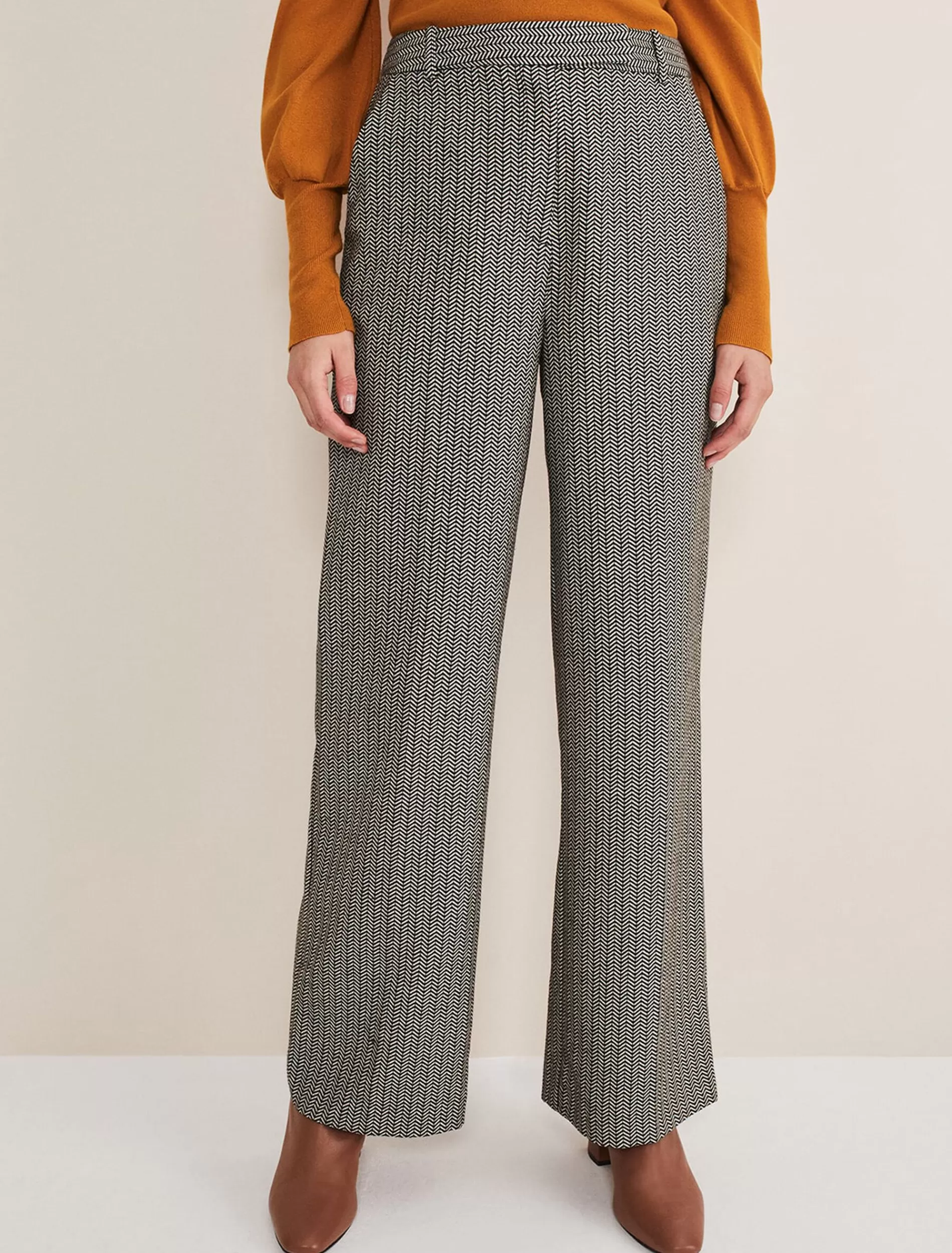 Phase Eight Nouria Herringbone Tapered Trouser Black/Cream Best