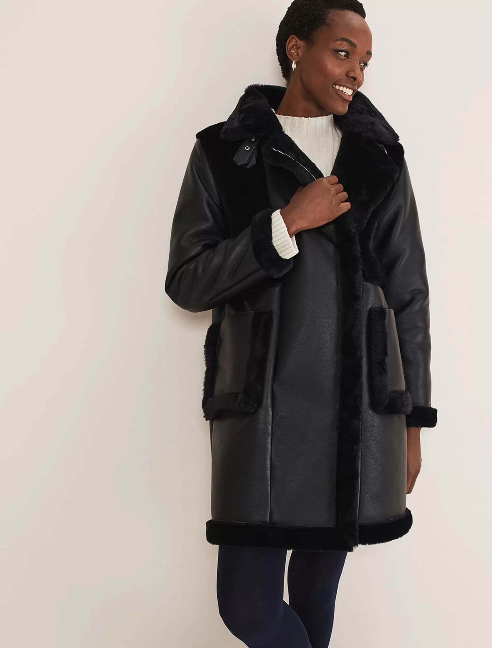 Phase Eight Nova Longline Aviator Black Fashion