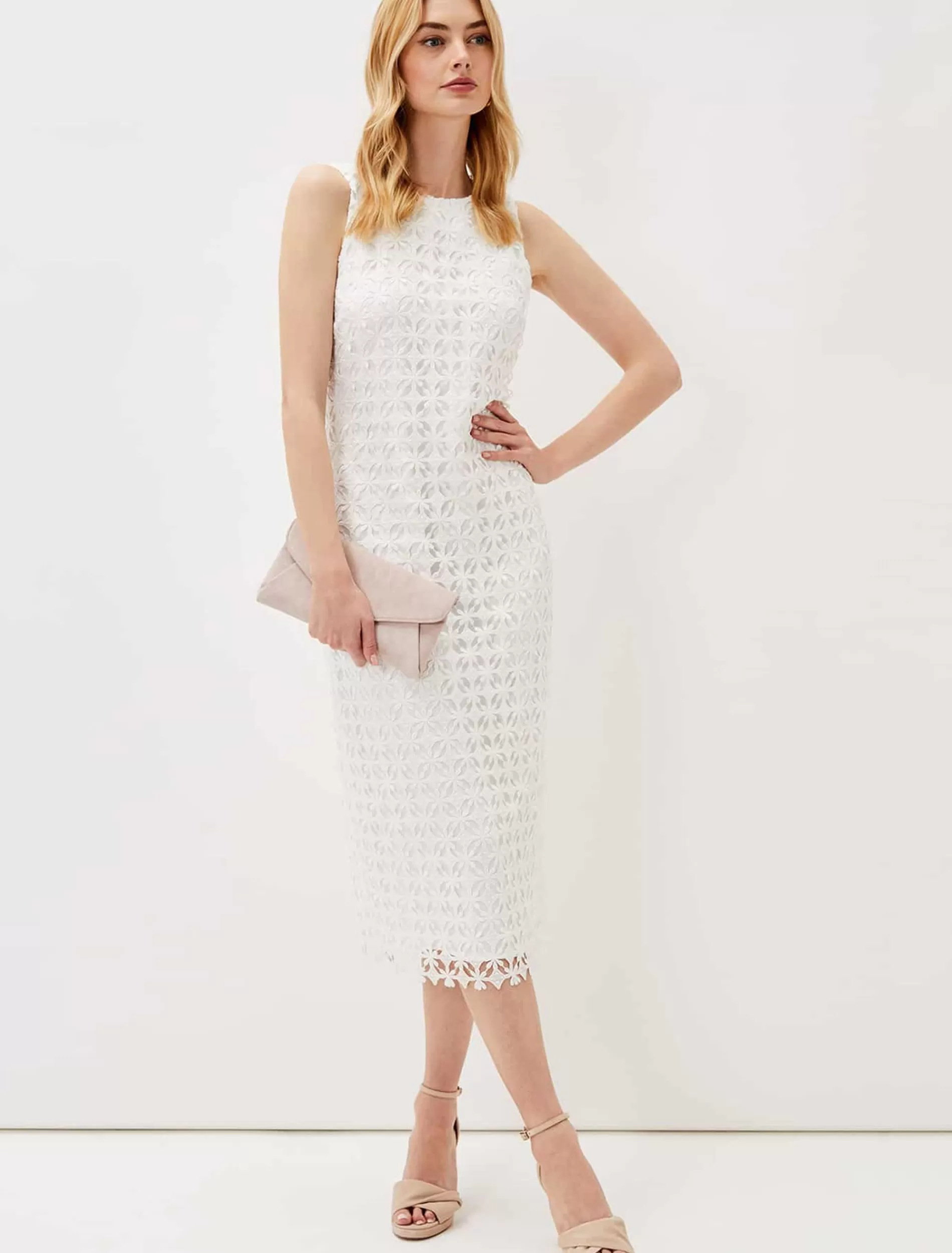 Phase Eight Novah Lace Midi Dress White Online
