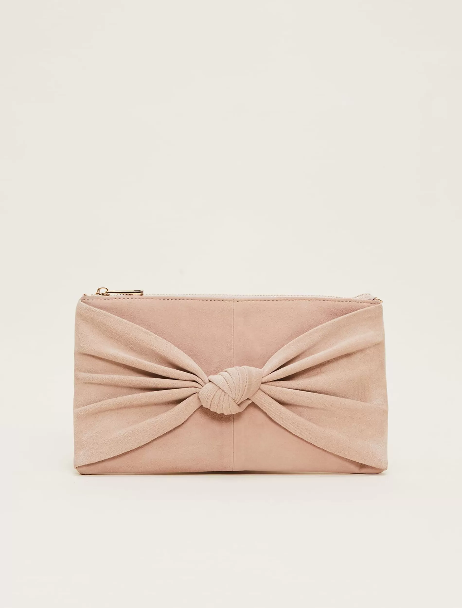 Phase Eight Nude Suede Clutch Bag Latte Cheap