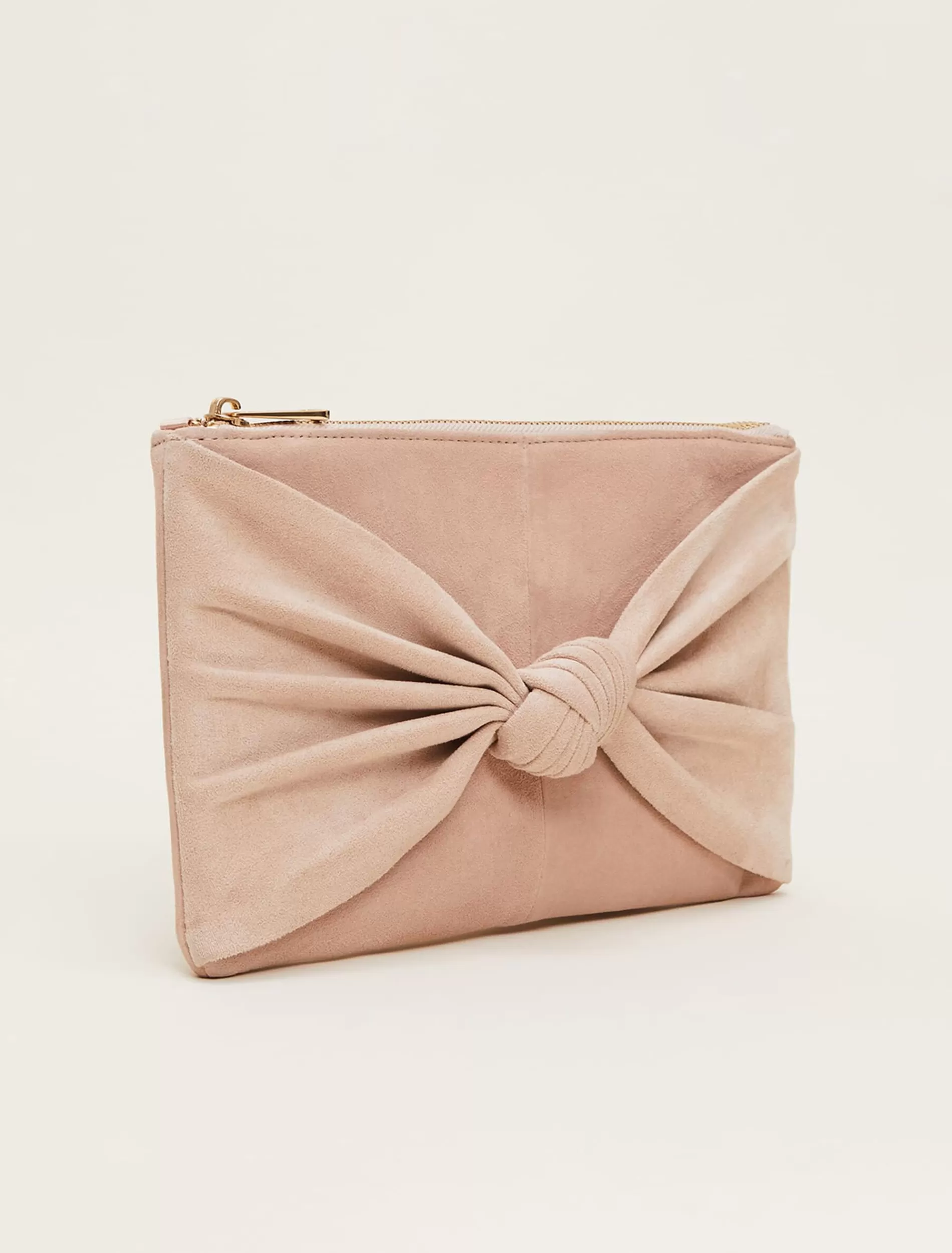 Phase Eight Nude Suede Clutch Bag Latte Cheap