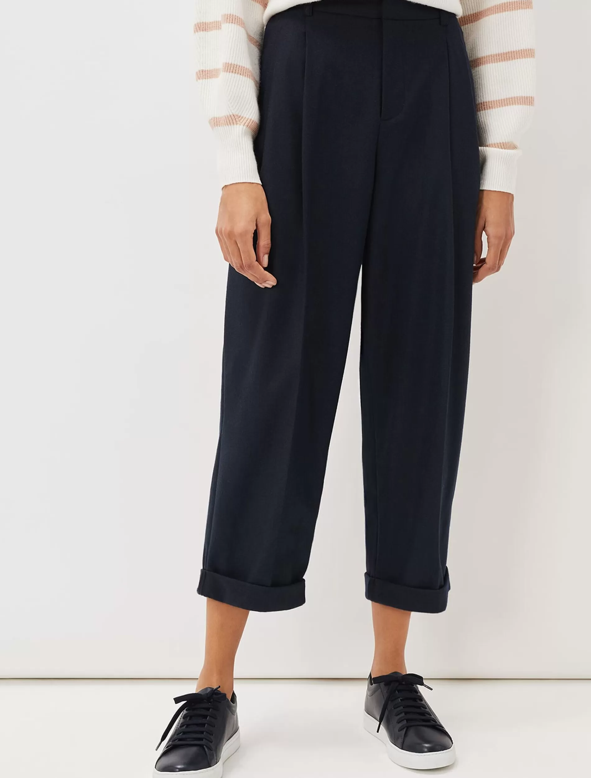Phase Eight Odette Pleated Crop Trousers Navy Store