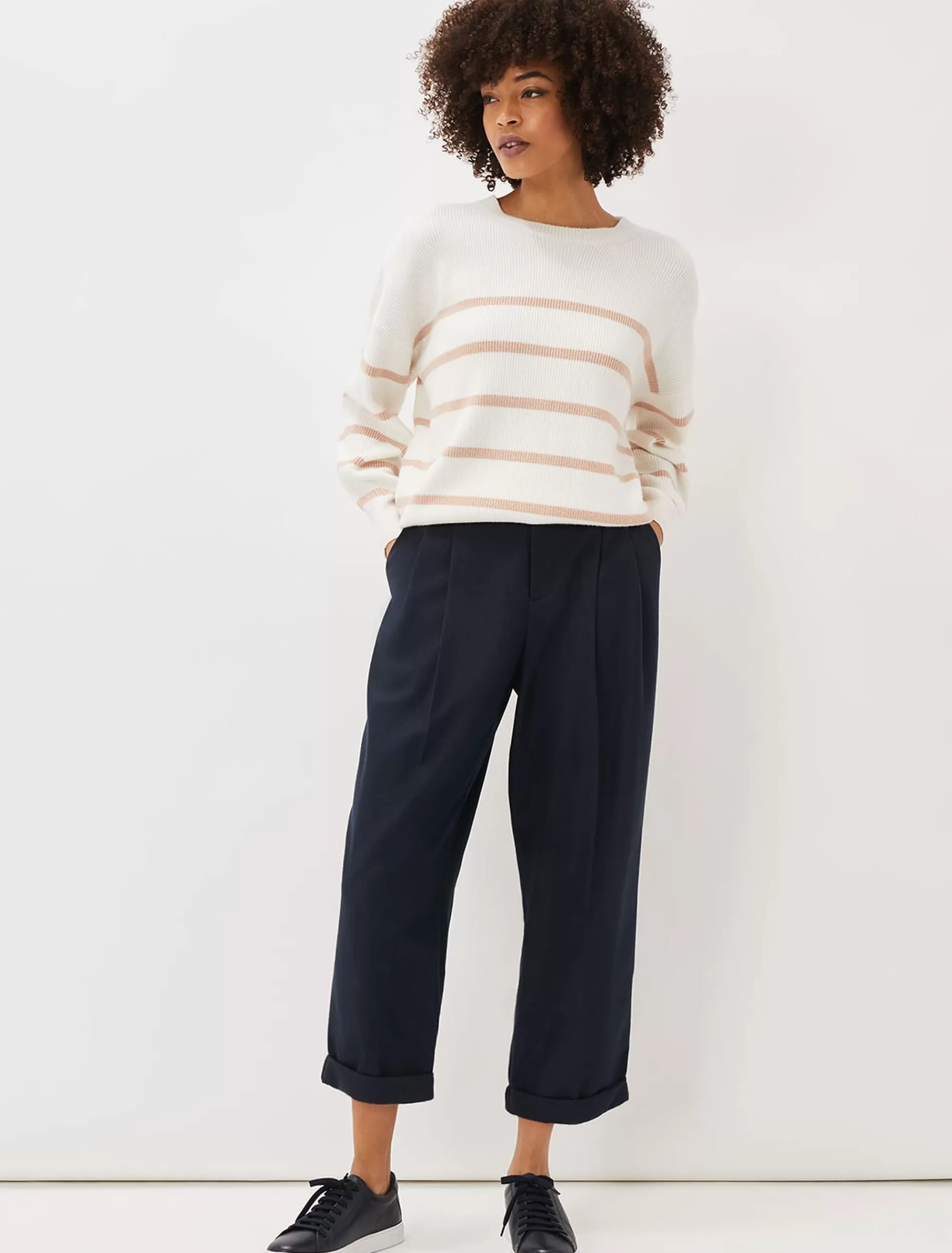 Phase Eight Odette Pleated Crop Trousers Navy Store