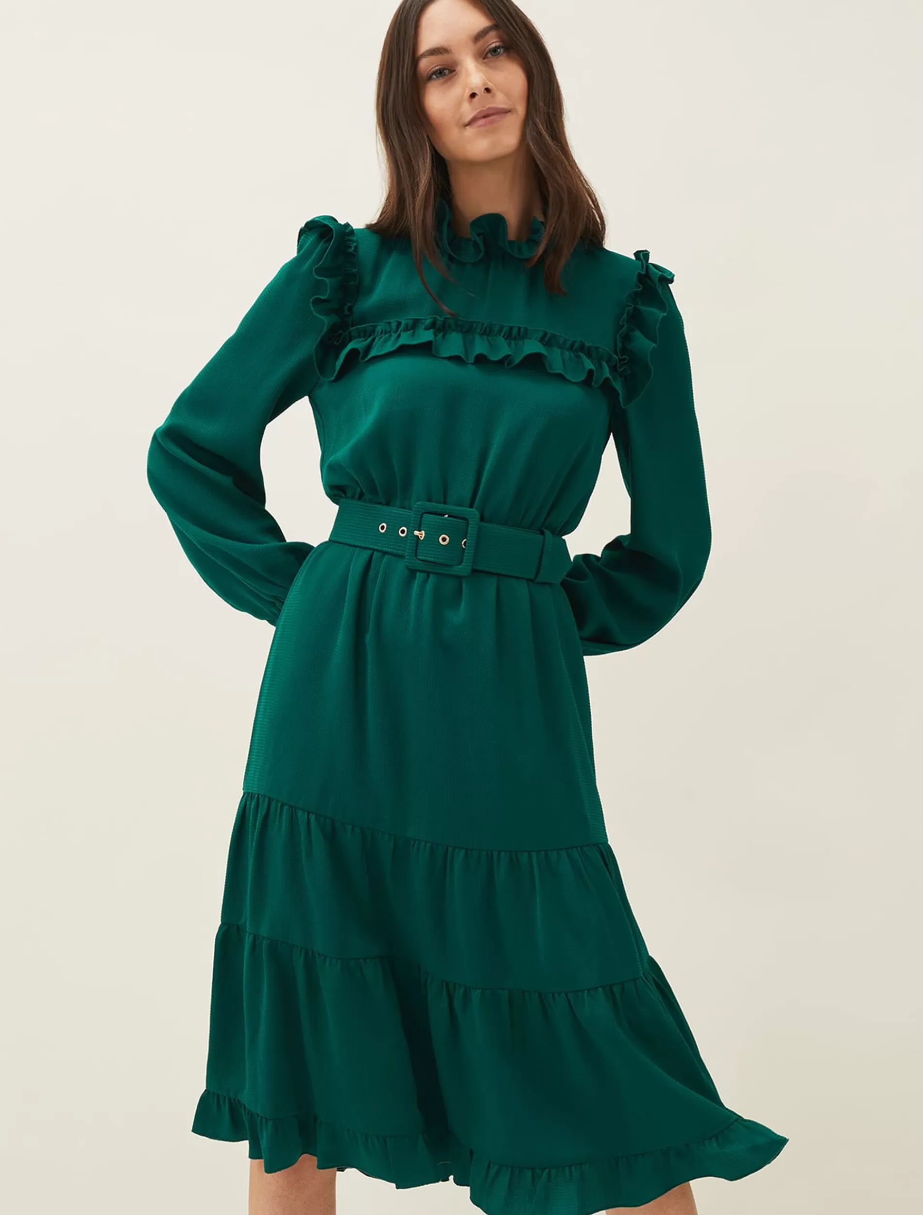 Phase Eight Olive Frill Tiered Dress Emerald Shop