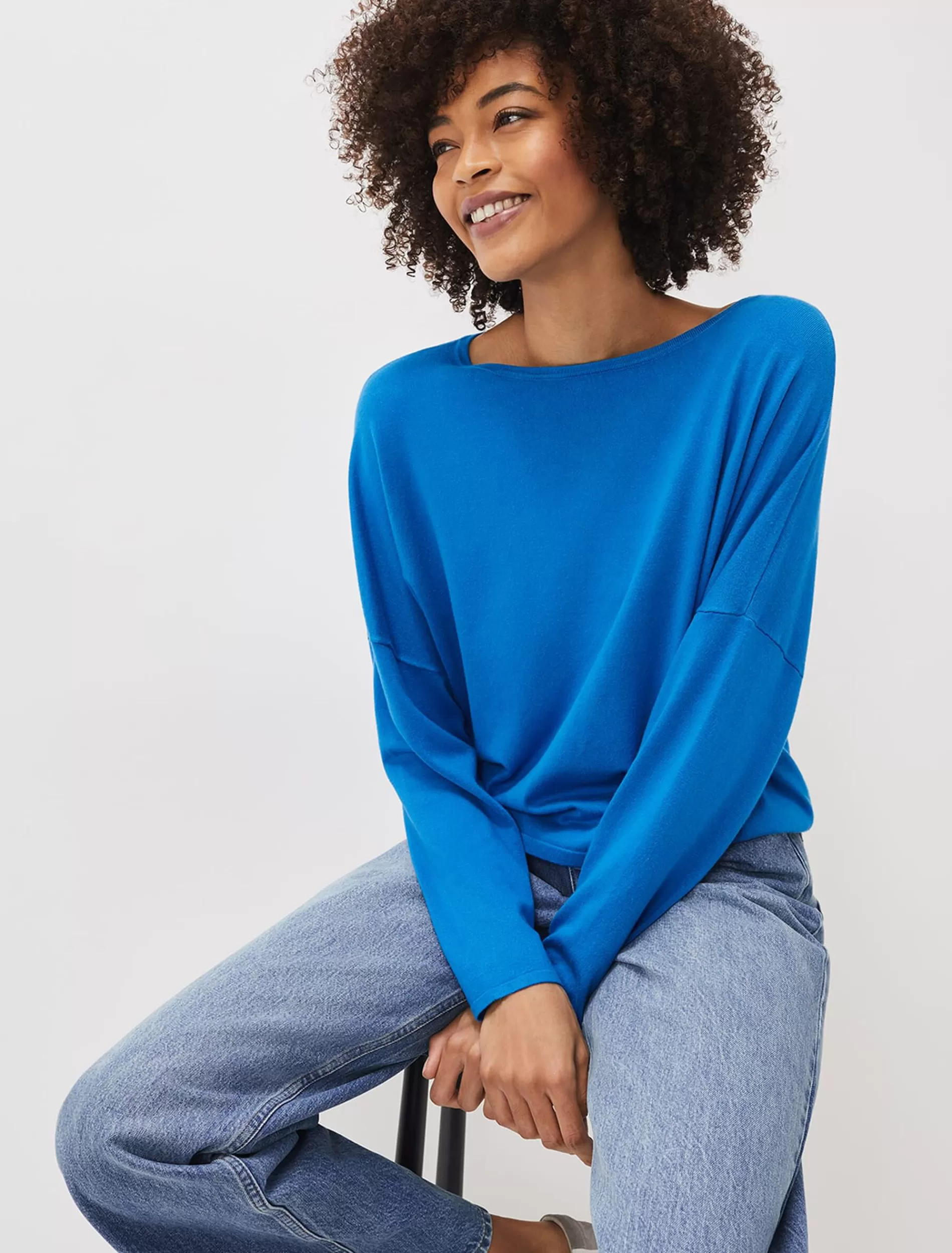 Phase Eight Olivian Fine Knit Jumper Bright Blue Discount