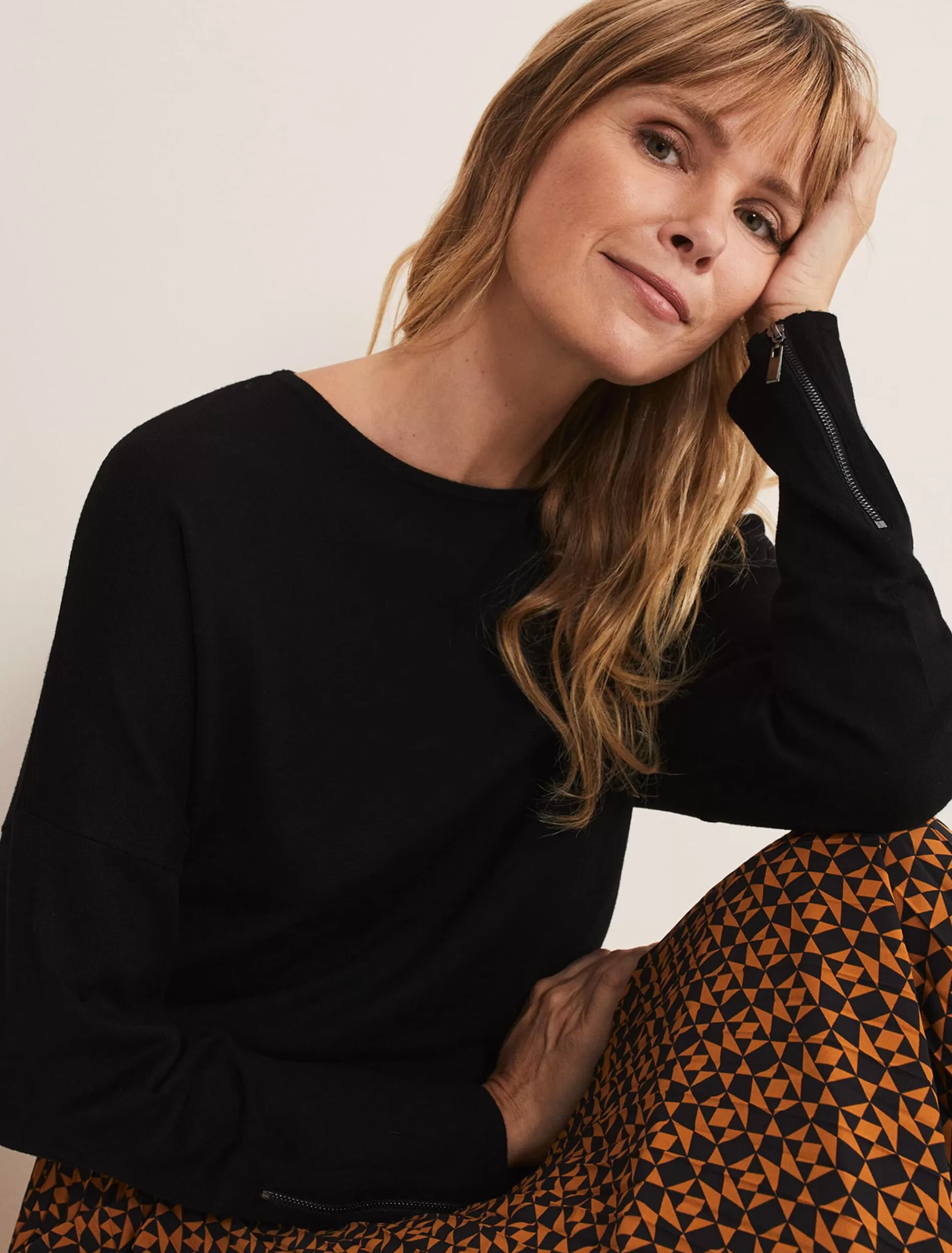 Phase Eight Olivian Zip Cuff Detail Knit Black Sale