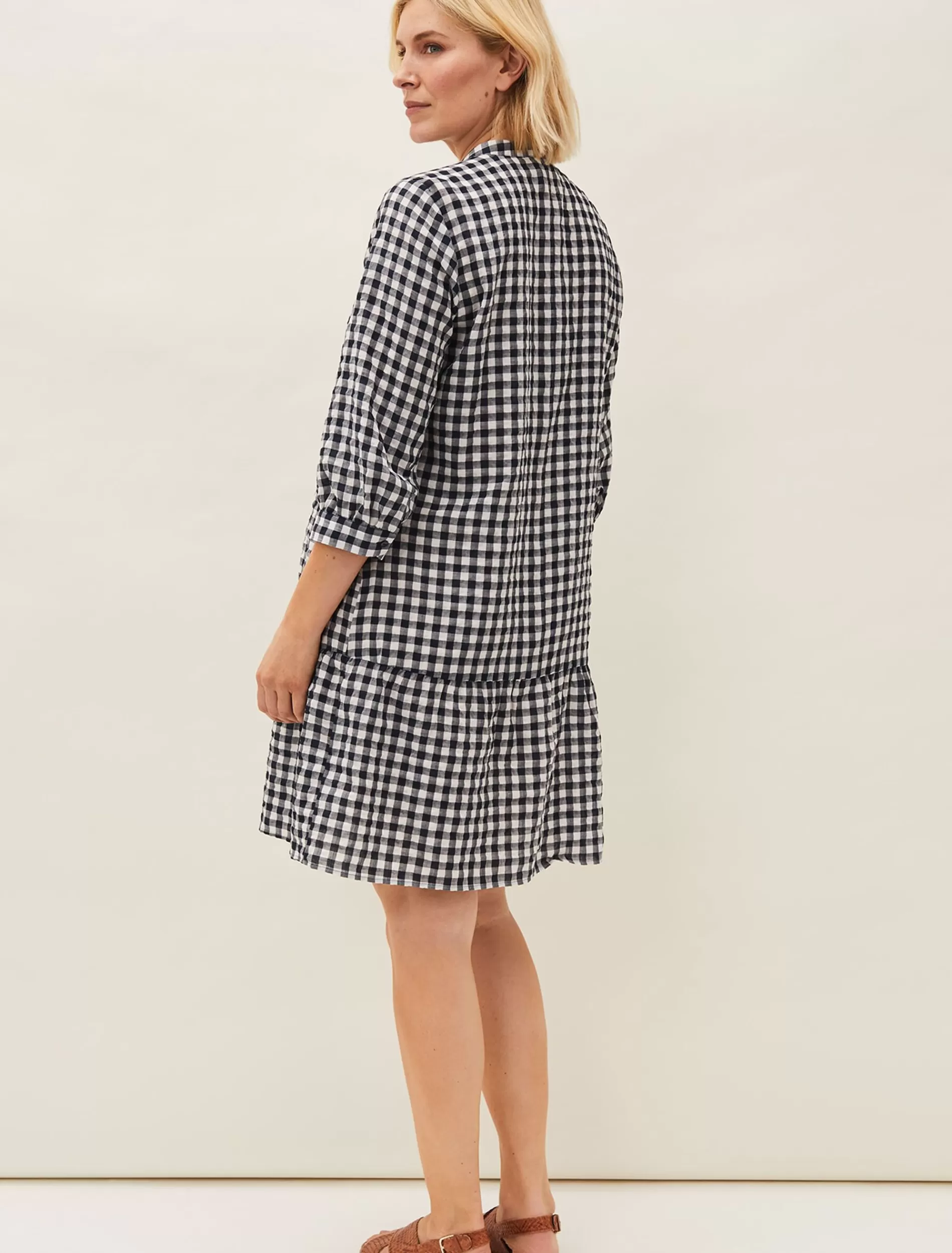 Phase Eight Oona Gingham Swing Dress Navy/White Best